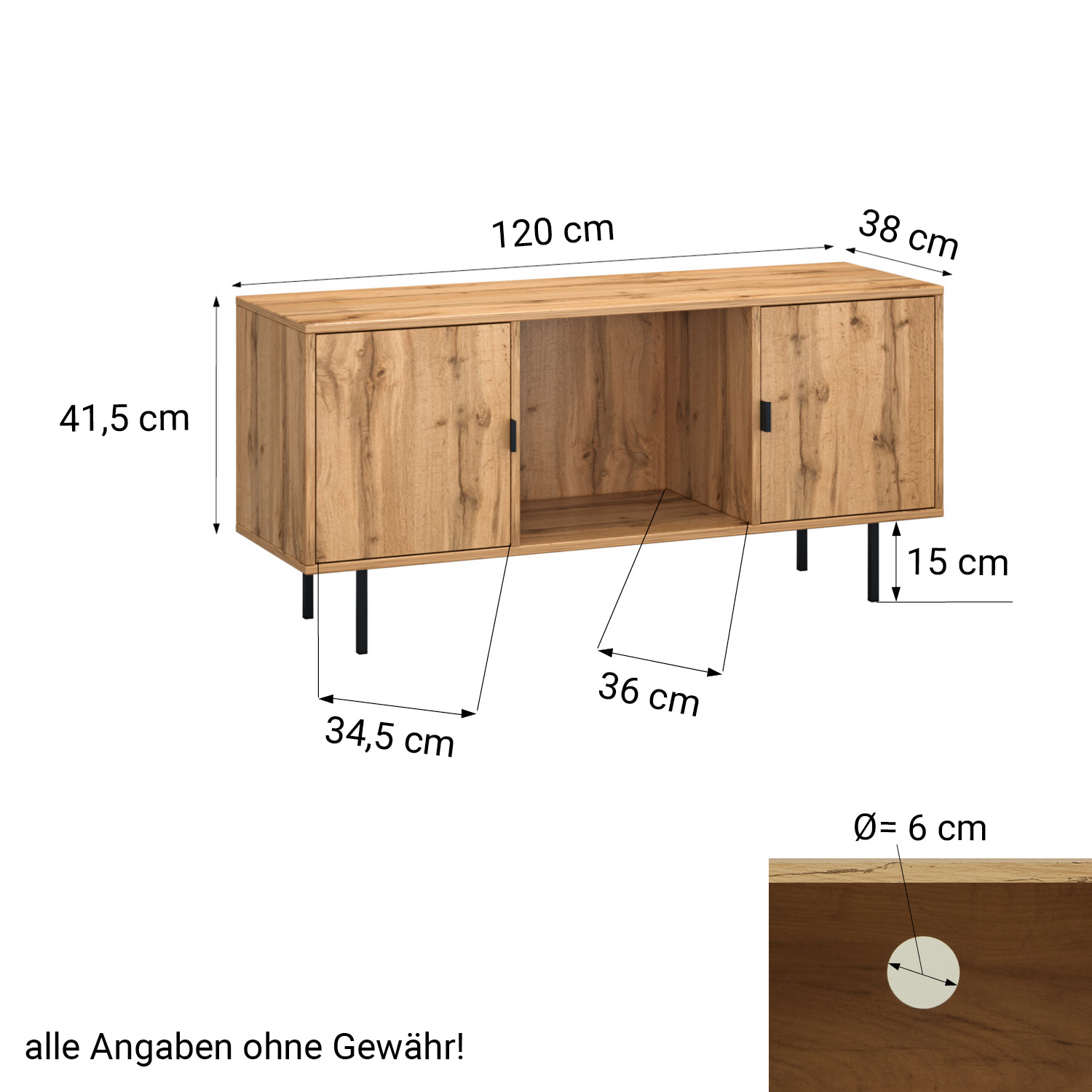 TV Board TV-Schrank Lowboard Unterschrank Holz Sideboard Fernsehschrank Eiche Industrial Style