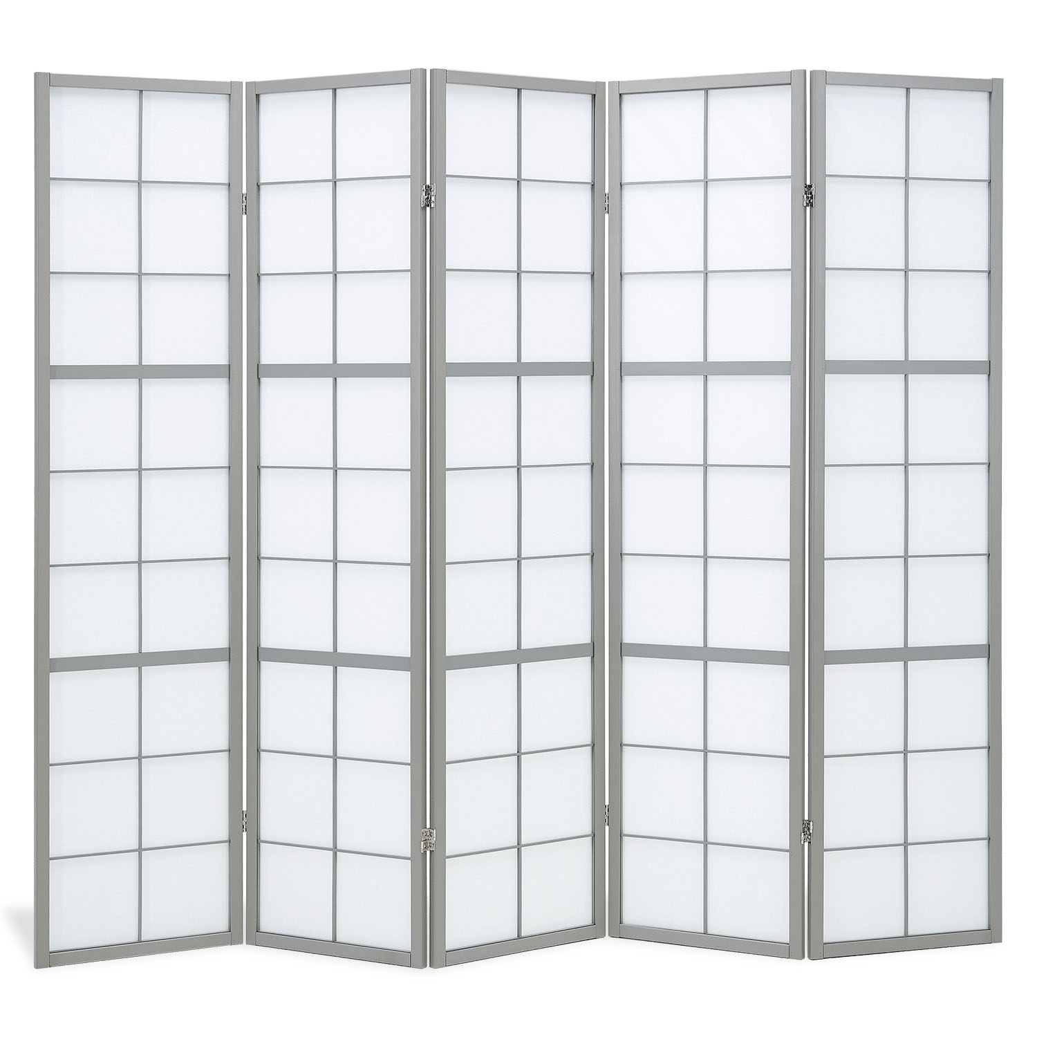 Paravent Grey Shoji | 5-panel | Wood | Room Divider | Partition Privacy Screen