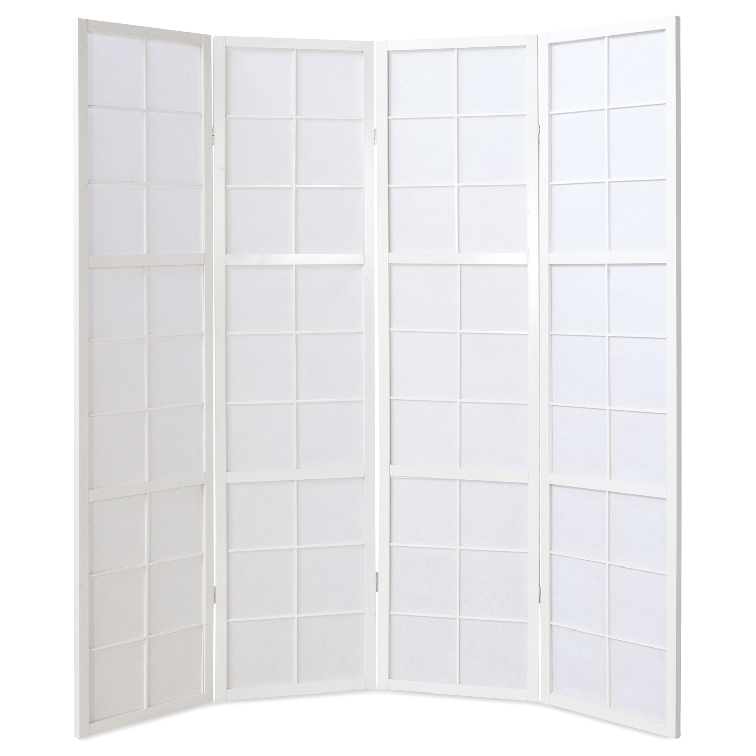 Paravent Raumteiler 4 teilig Trennwand Shoji Faltbar Weiß