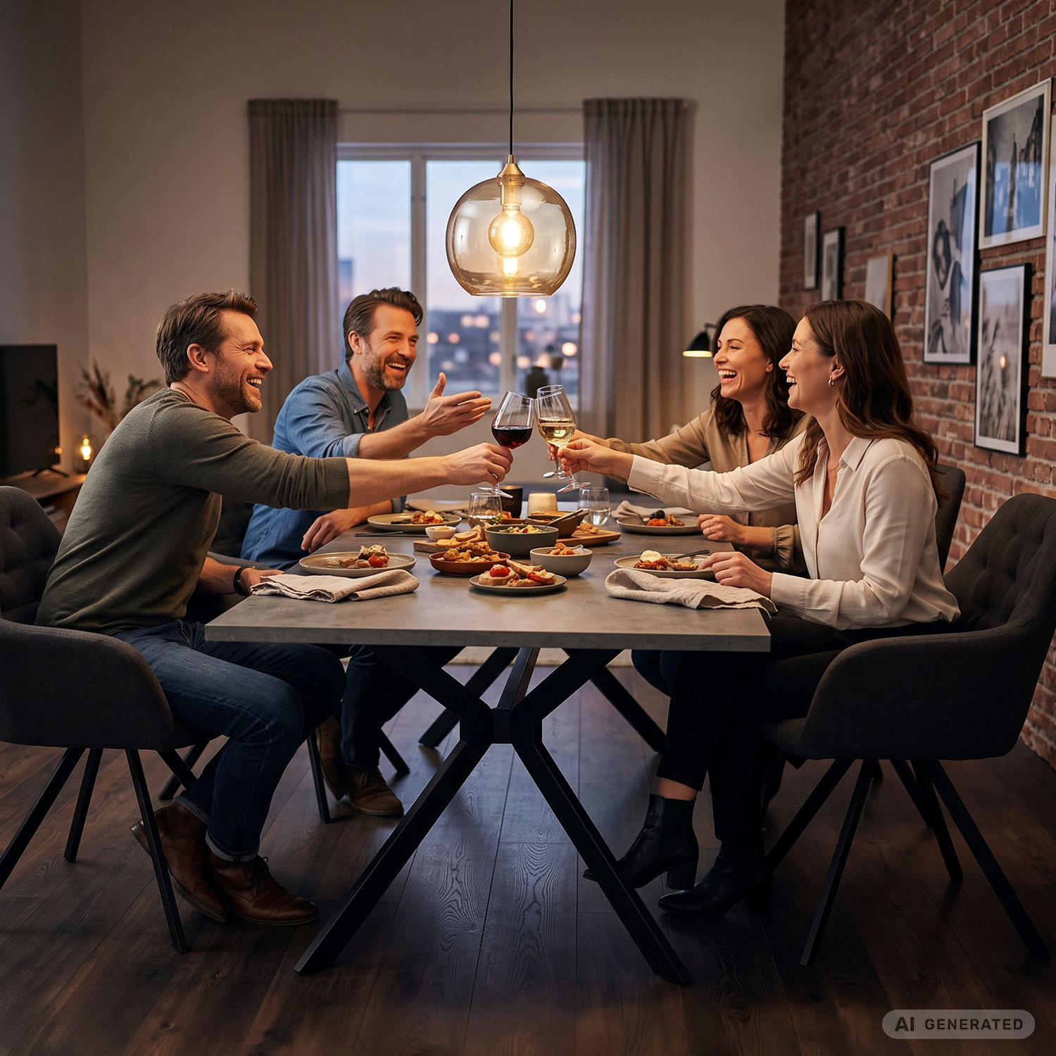 Modern Dining Table Kitchen Table 180x90 cm Anthracite Black Table 8 Seater Industrial Look