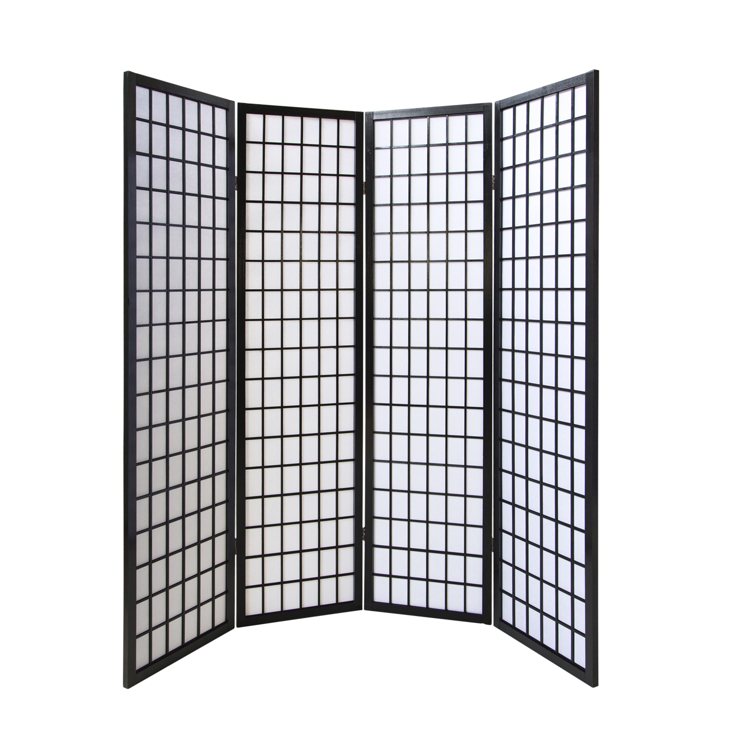 Paravent Black Shoji Rice Paper White | 4-panel | Wood | Room Divider Partition Privacy Screen