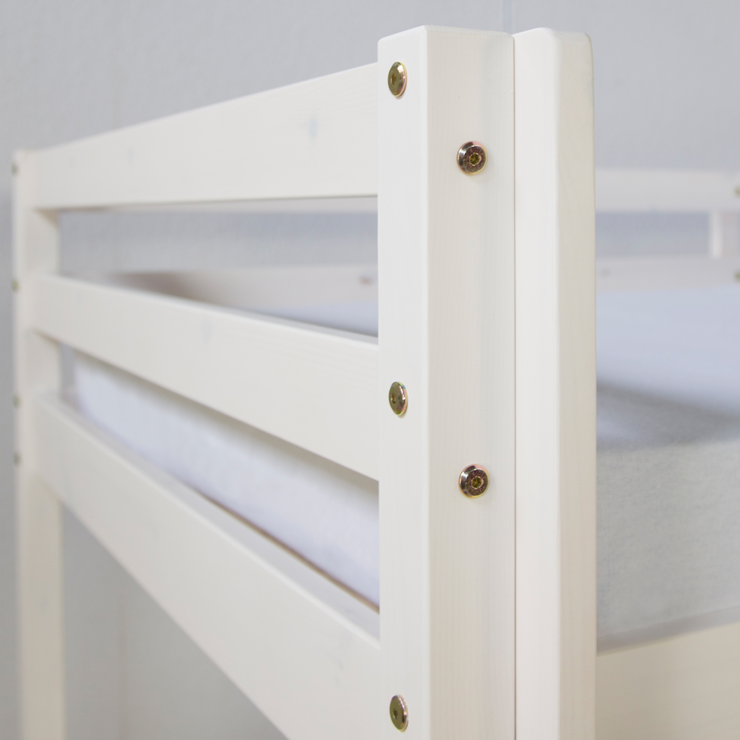 Loftbed 90x200 cm with Mattress Bunk bed Childrens bed Solid Pine Wood Curtain Tunnel Grey Stars Slats