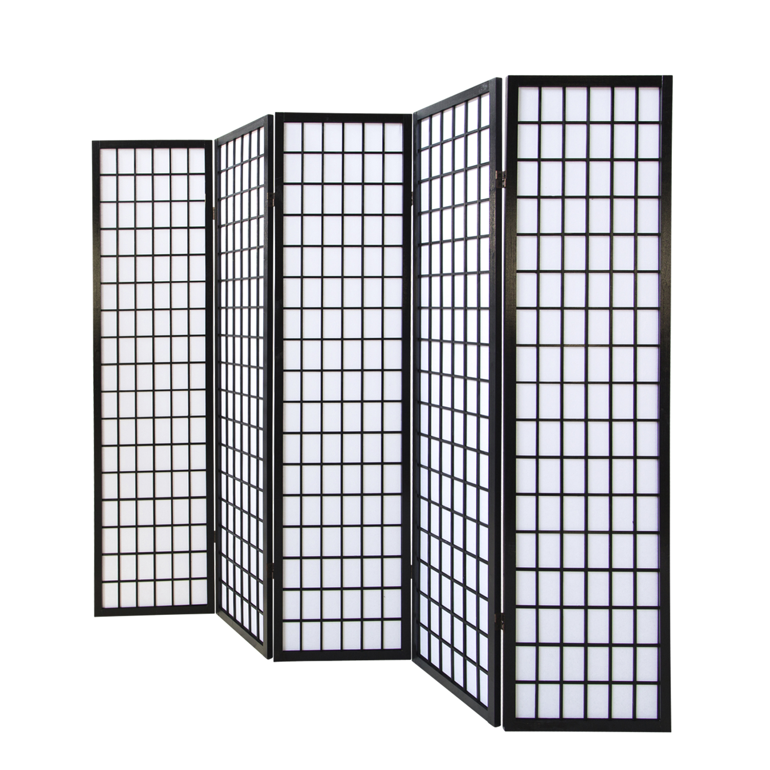 Paravent Black Shoji Rice Paper White | 5-panel | Wood | Room Divider Partition Privacy Screen