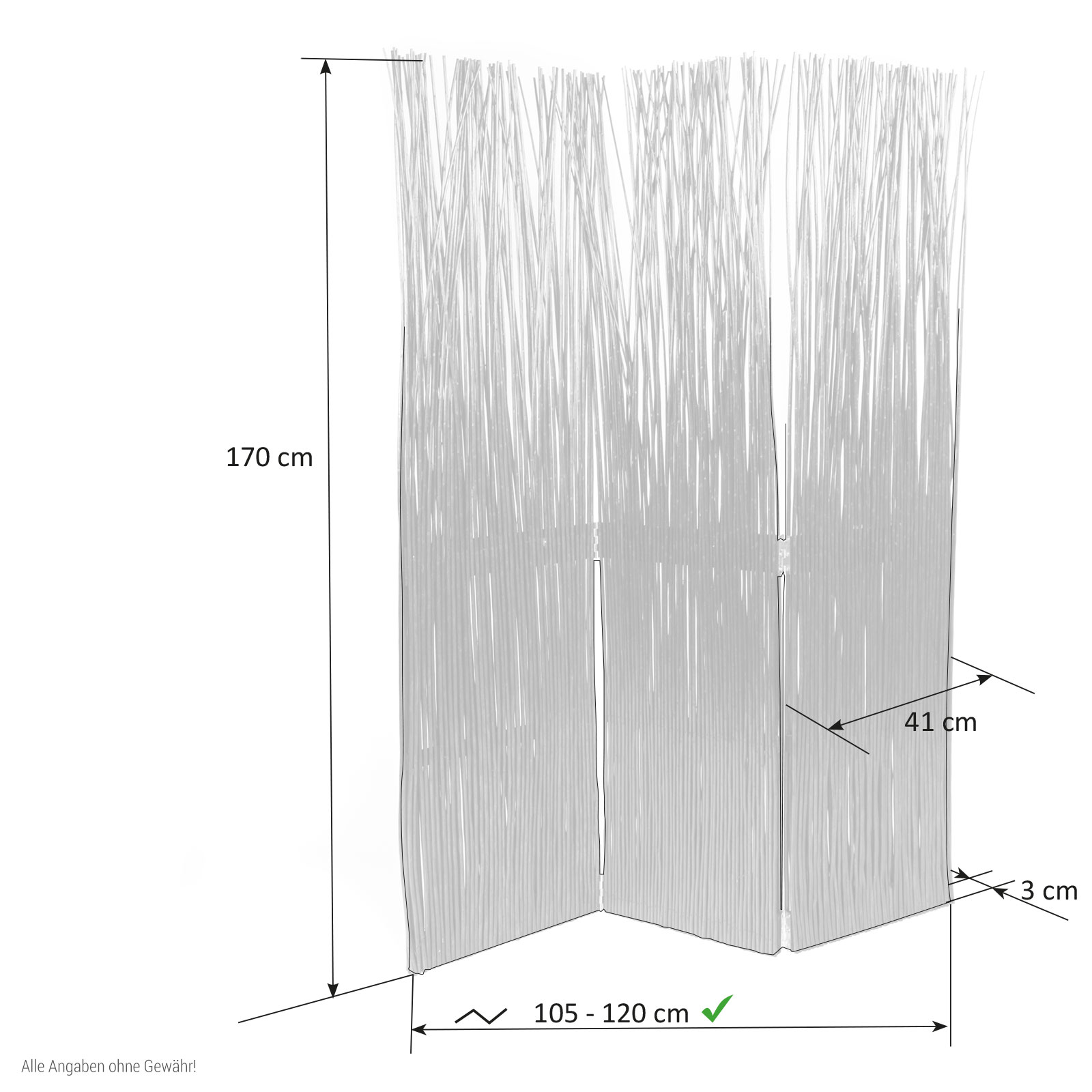 Paravent Willow Natural | 3-panel | Room Divider Partition Privacy Screen