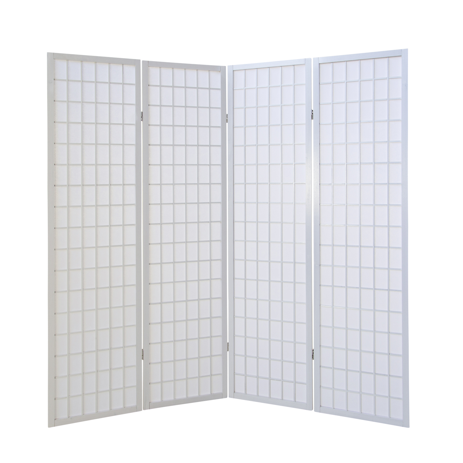 Paravent White Shoji Rice Paper White | 4-panel | Wood | Room Divider Partition Privacy Screen