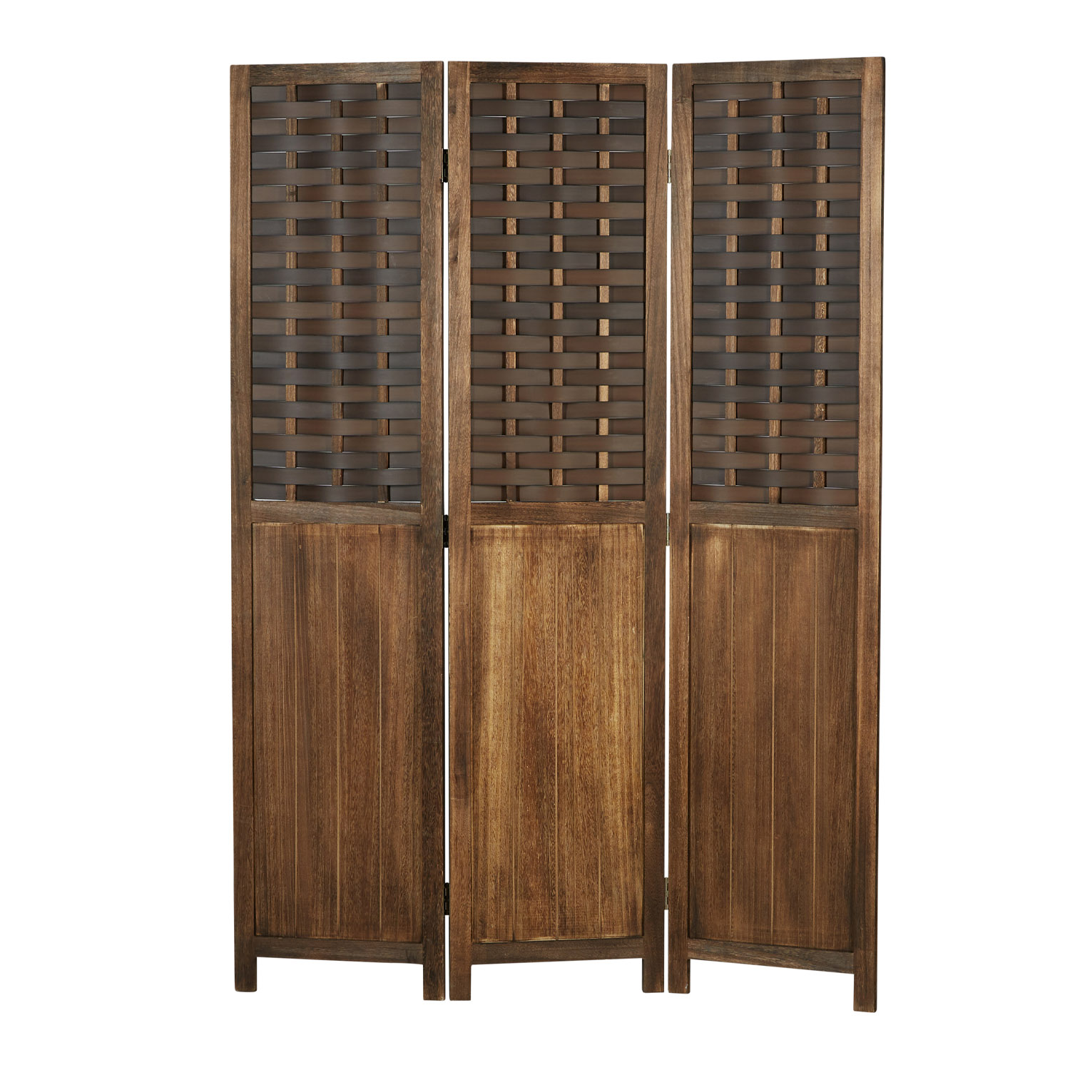 Paravent Brown Rattan-Style | 3-panel | Wood | Room Divider Partition Privacy Screen