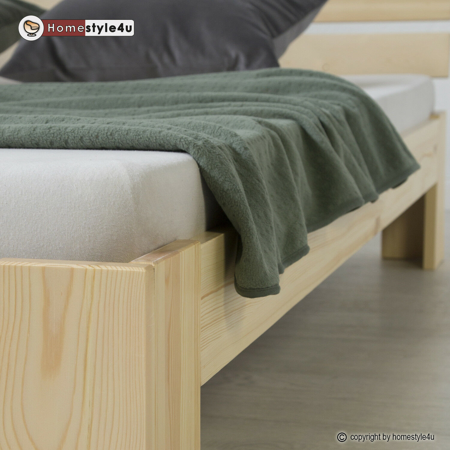 Wood Bed 140x200 cm Natural | Double Bed | with Slatted Frame | Solid | Kids Youth Guest Bedroom Wood Bed 160x200 cm Natural | Double Bed | with Slatted Frame | Solid | Kids Youth Guest Bedroom