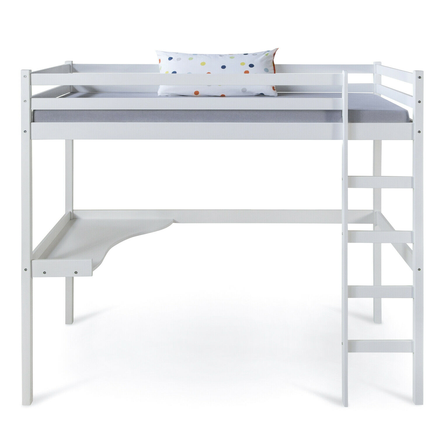 Loft Bed Kids 90x200 cm White | Ladder | Desk Included
