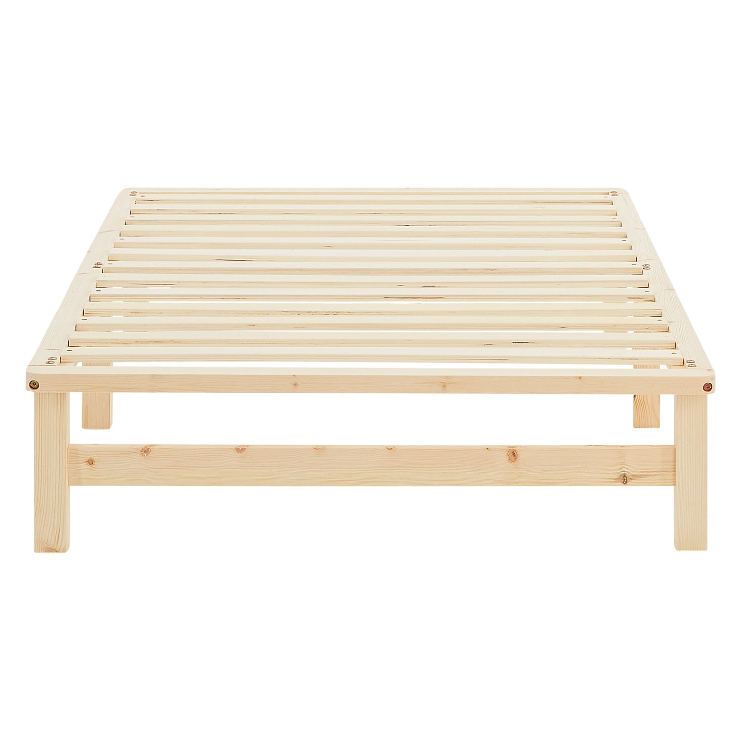 100x200 cm Natural Pallet Bed with Slatted Base – Solid Wood Single Bed for Teenagers', Guest, and Master Bedrooms