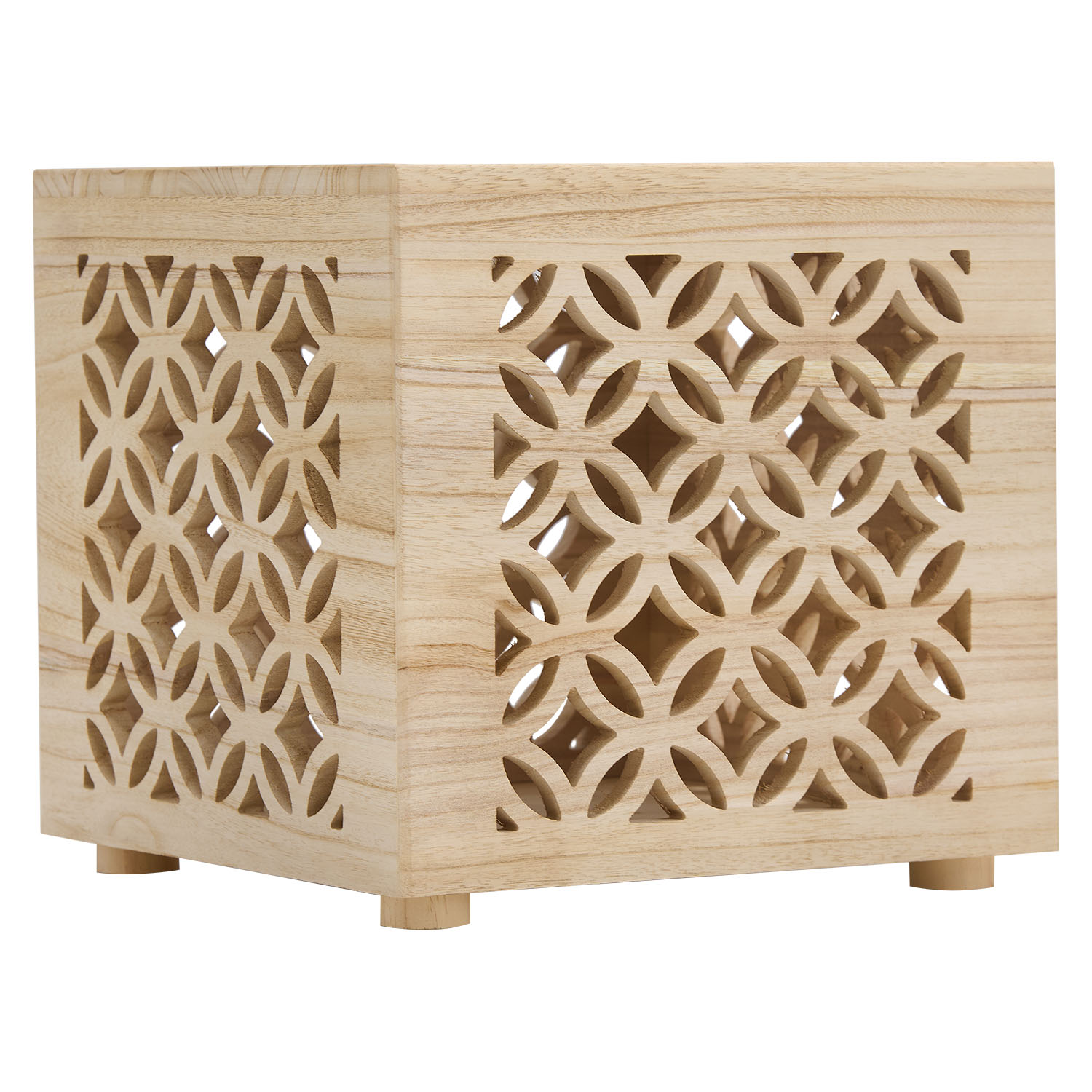 Side table wood cube bedside light
