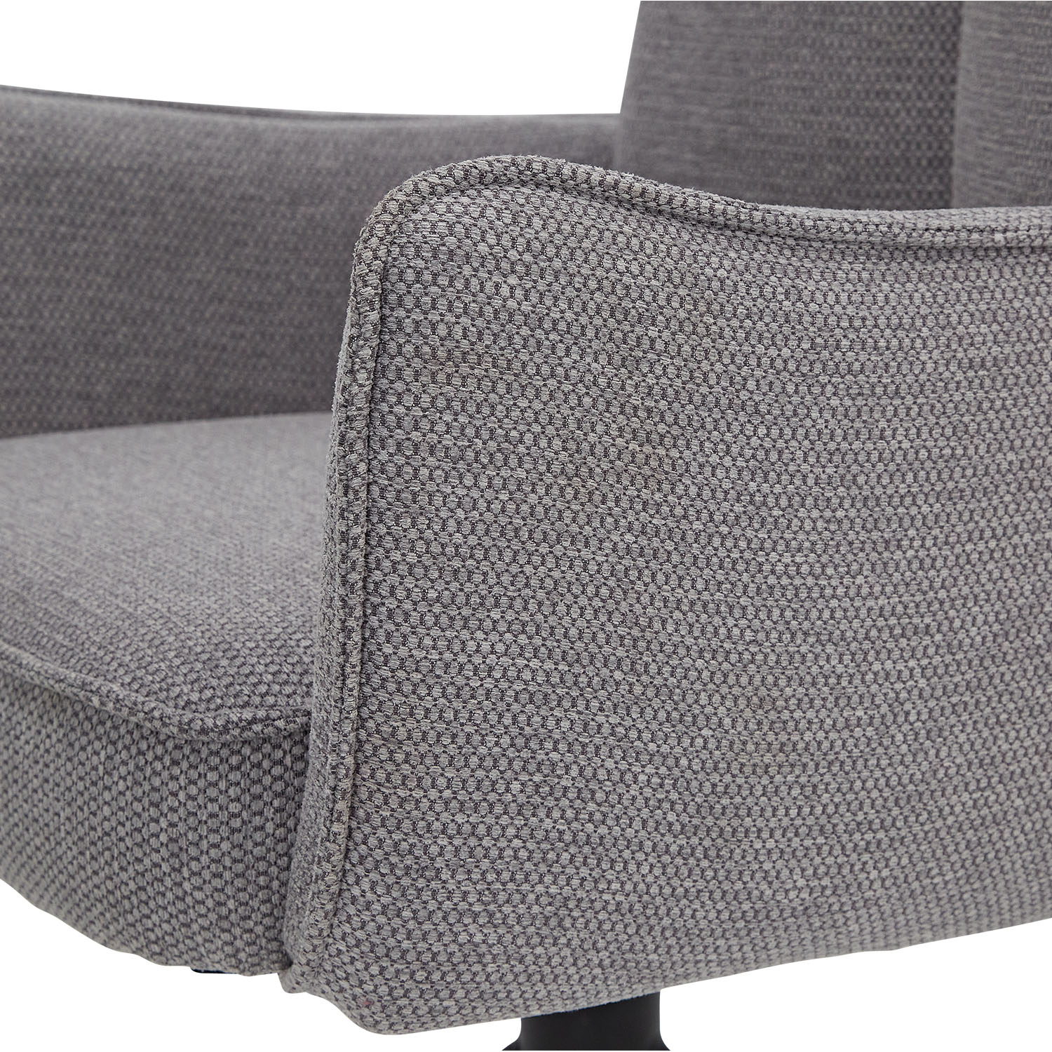 7-piece dining set: swivel upholstered chairs in gray with armrests & brown dining table (200 x 100 cm) with metal frame
