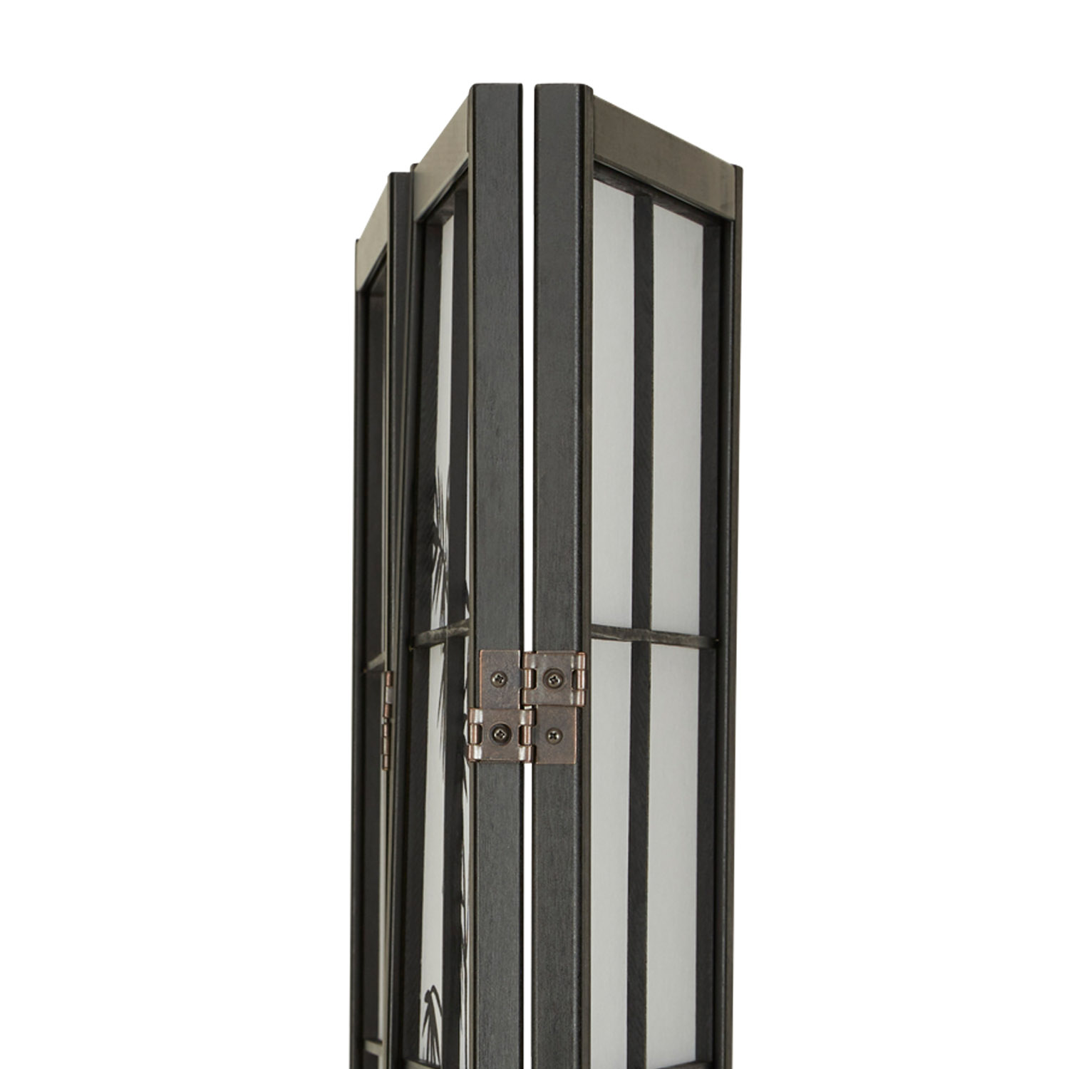 Paravent Raumteiler 3 teilig, Holz Schwarz, Reispapier Weiß, Bambusmuster, Höhe 179 cm	