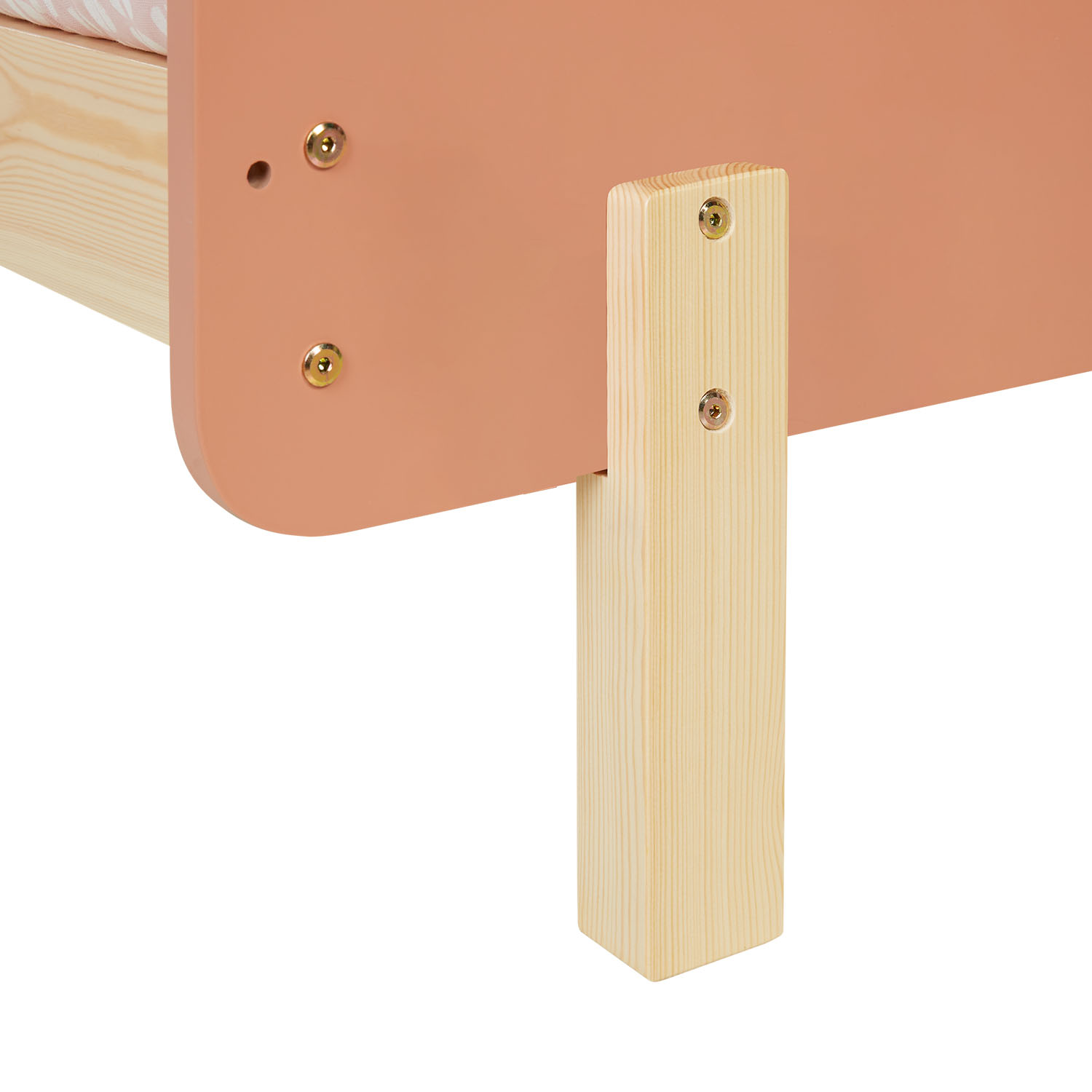 Children's Bed 90x200 cm Red Natural | Retro Bed with Fall Protection | Single Bed | with Slatted Frame | Wood