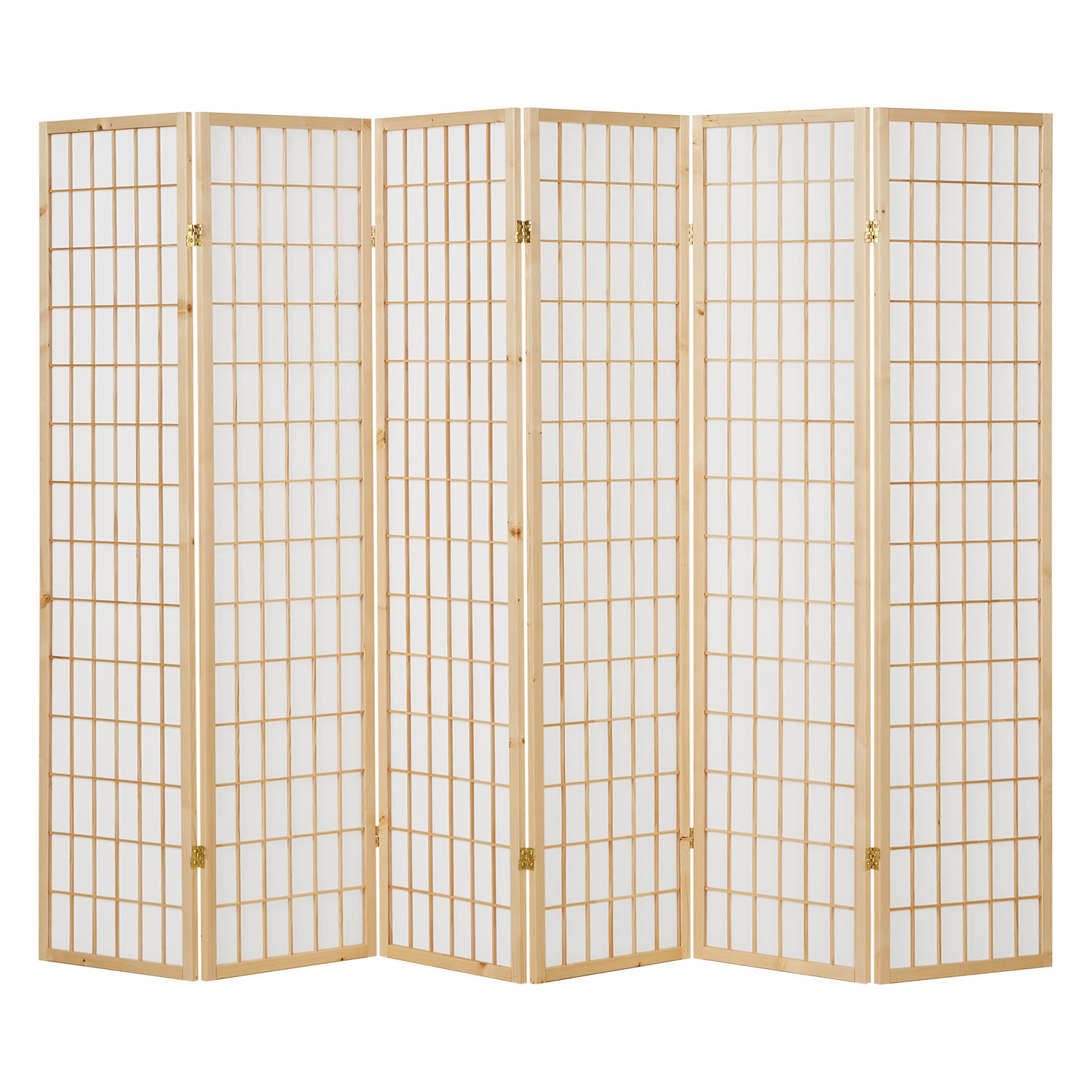 Paravent Natural Shoji Rice Paper White | 6-panel | Wood | Room Divider Partition Privacy Screen