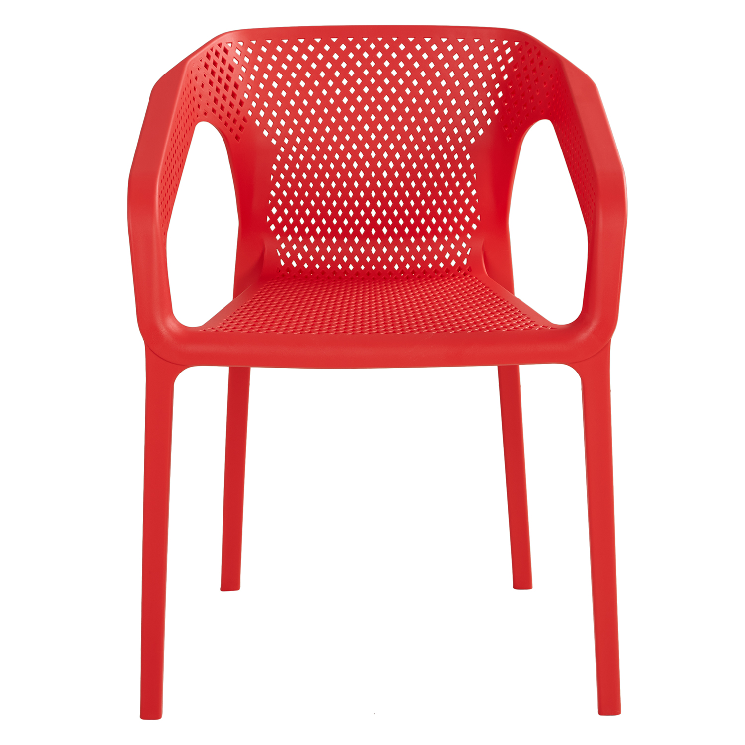 Gartenstuhl mit Armlehnen 4er Set Gartensessel Rot Stühle Kunststoff Stapelstühle Balkonstuhl Outdoor-Stuhl