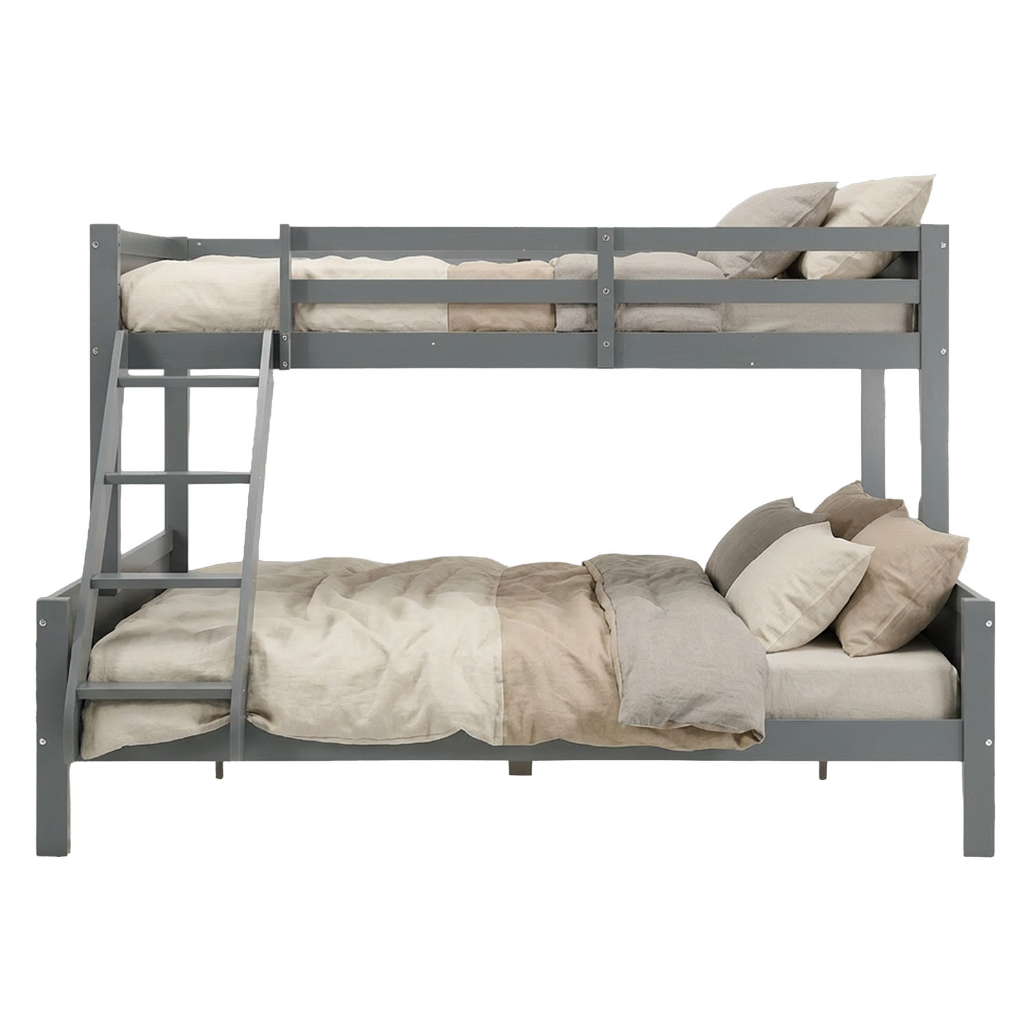 Bunk Bed with 2 Mattresses 90x200 and 140x200 cm Kids Bed Grey Wood Cabin Bed High Sleeper Bed Loft Bed Childrens Bed Twin Bed