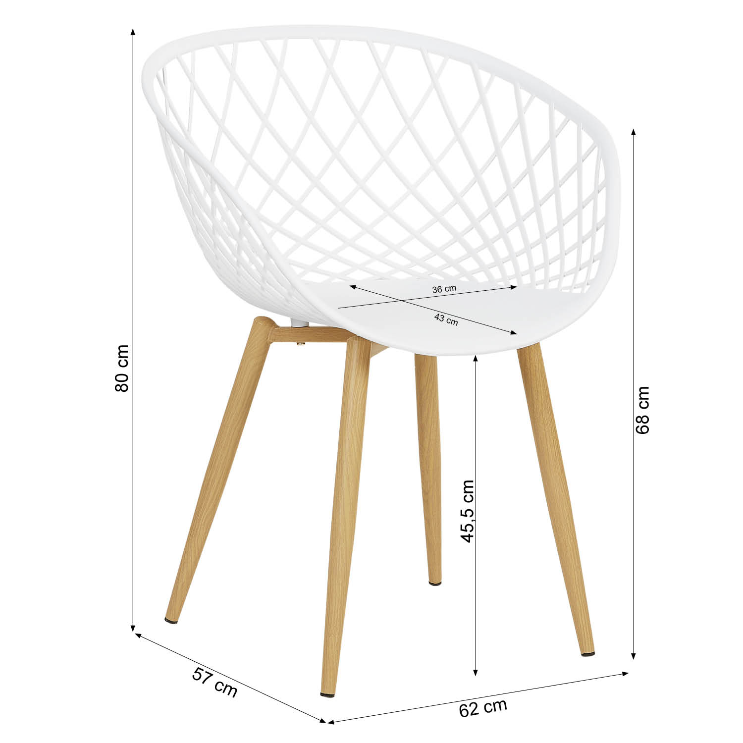 Set of 2 Garden chair with armrests Camping chairs White Garden armchairs Outdoor chairs Plastic Egg chair Indoor chairs Kitchen chairs