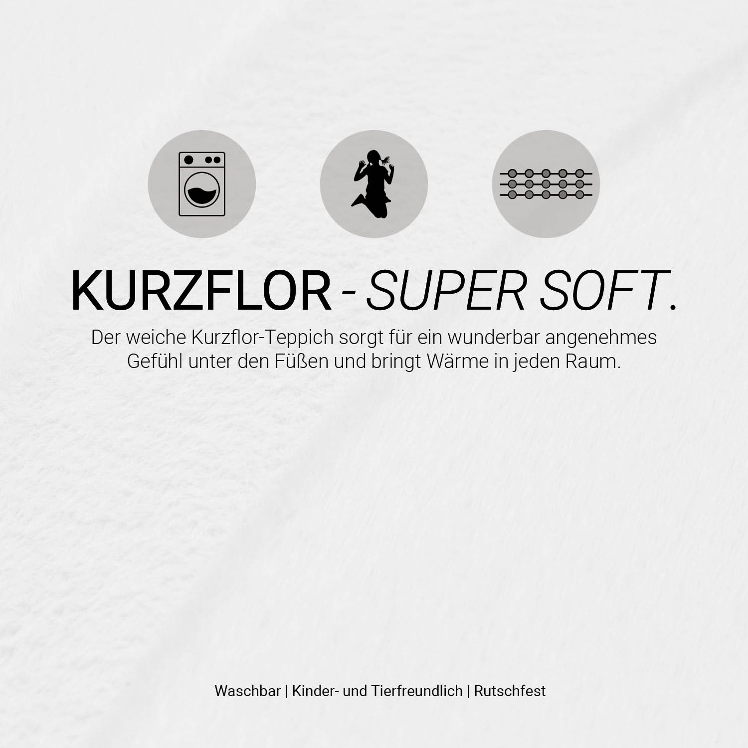 Soft White Rug 160x230 cm – Modern Short Pile Living Room Rug – Non Slip Bedroom Carpet – Washable Fluffy Area Rug