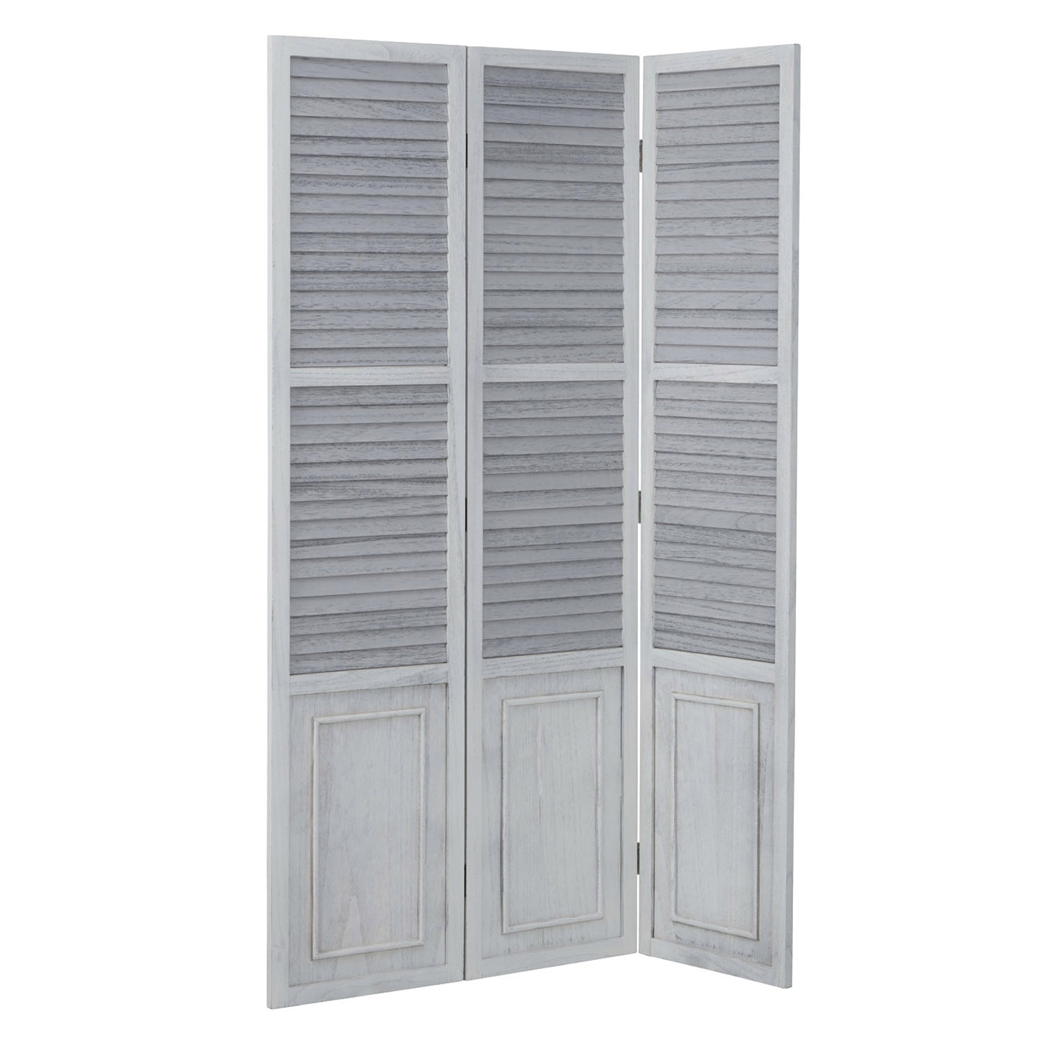 Paravent Gray Wooden Slats | 3-panel | Wood | Room Divider Partition Privacy Screen
