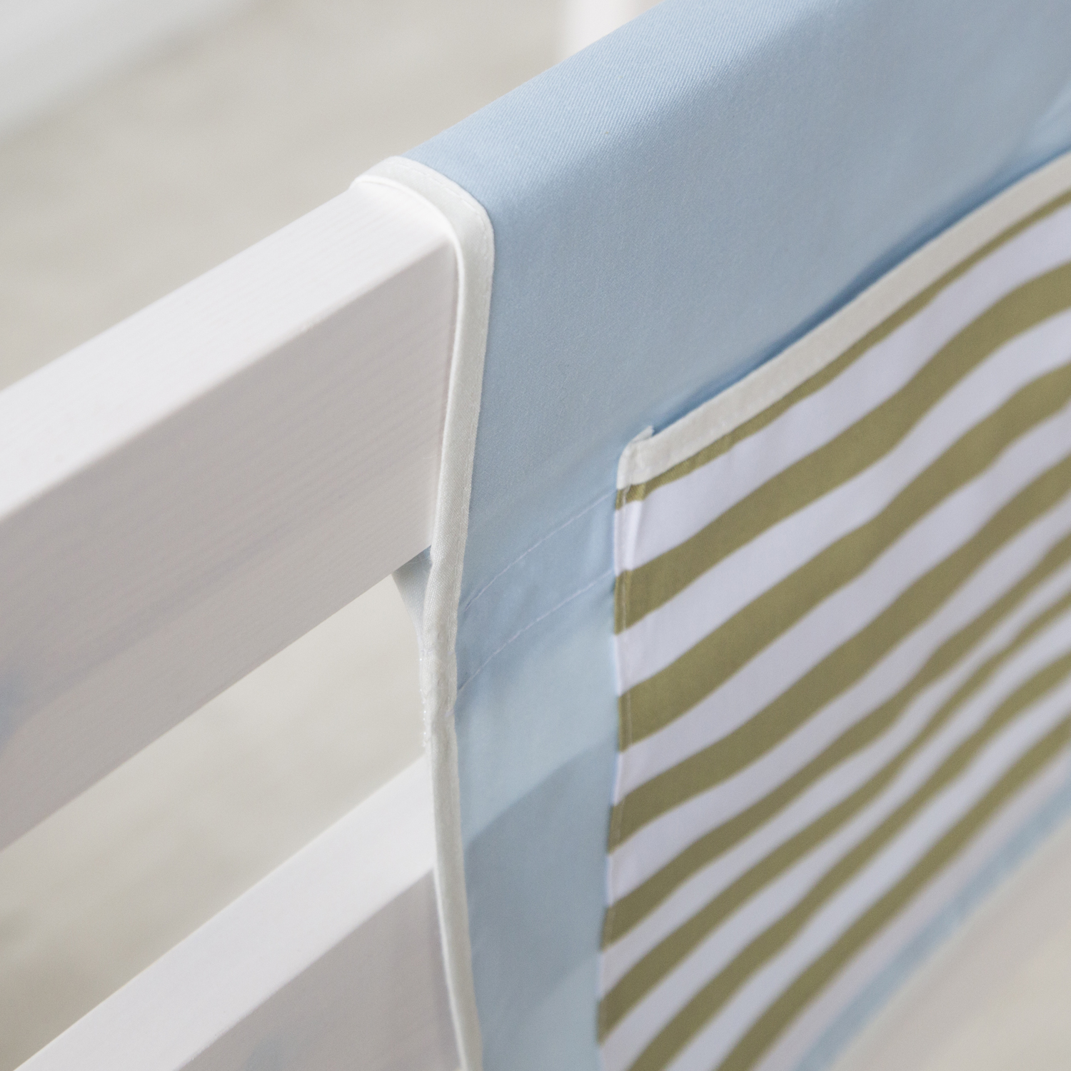 Loft Bed Kids 90x200 cm White with Curtain Blue Pirate | Tower | Slide | without Slatted Frame