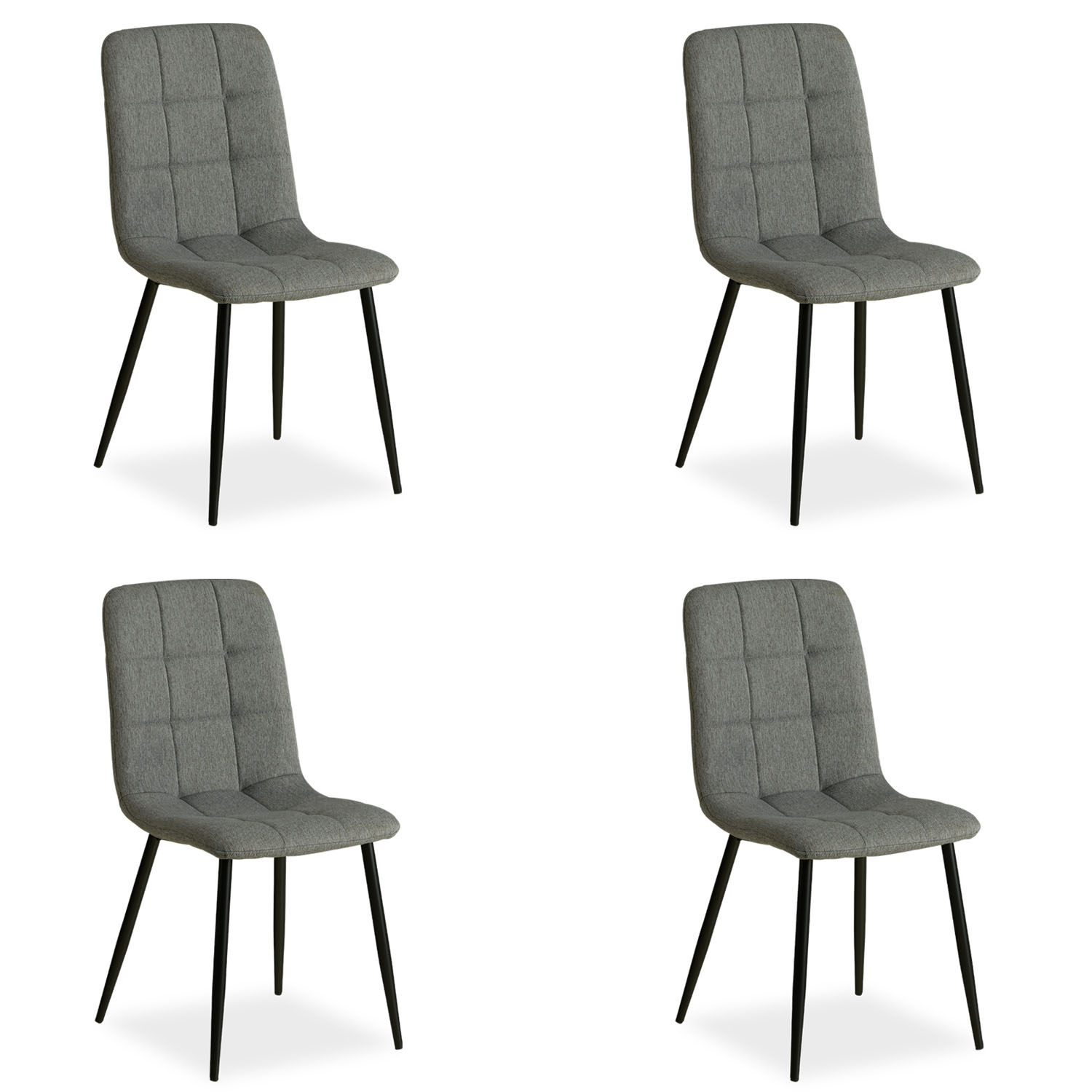 Upholstered Chair Linen Grey | Set of 4 | without Armrests | Kitchen Dining Room Office