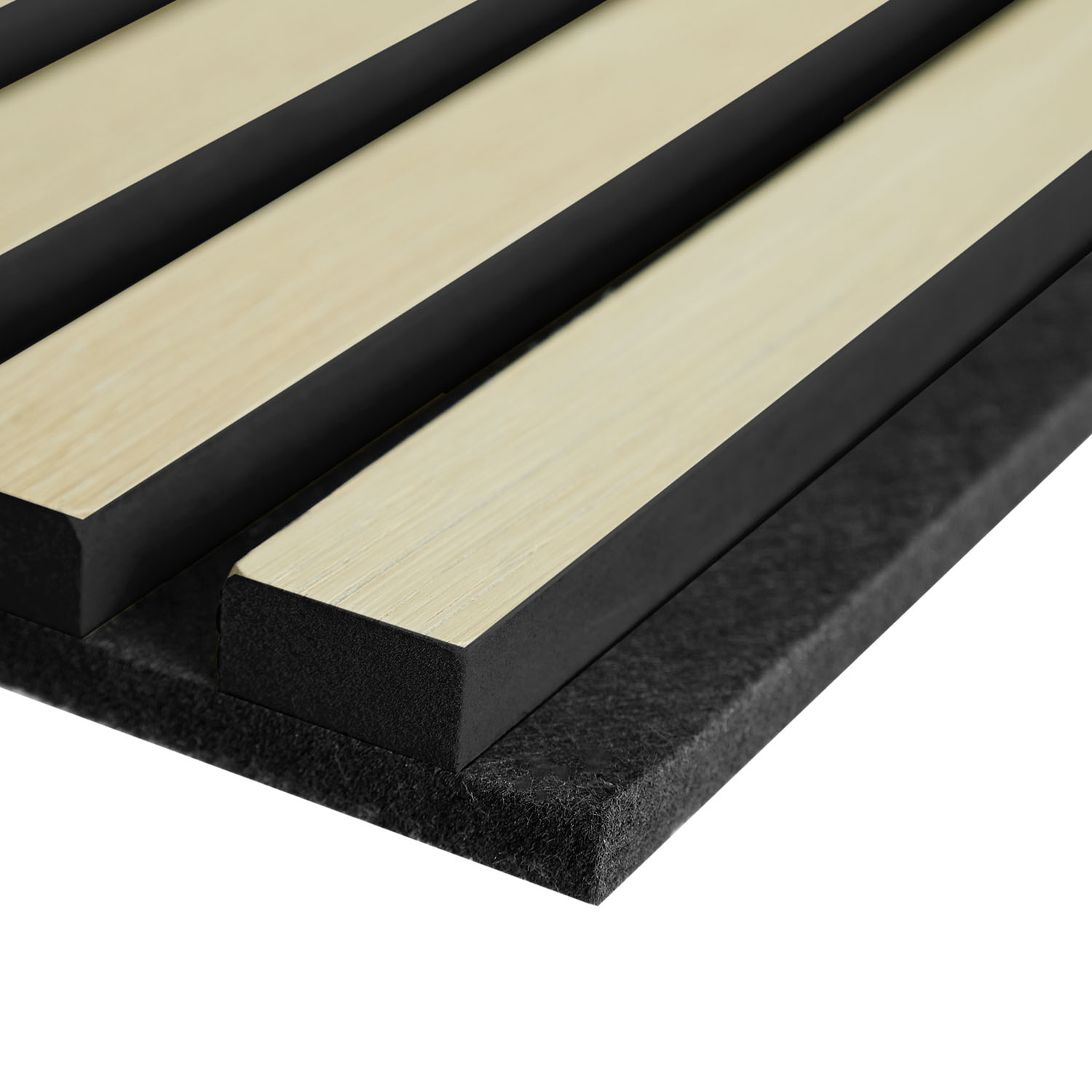 Acoustic Panels Wall Panels 60 x 60 cm Cream | Wood | 4-piece Set | 3D Strips