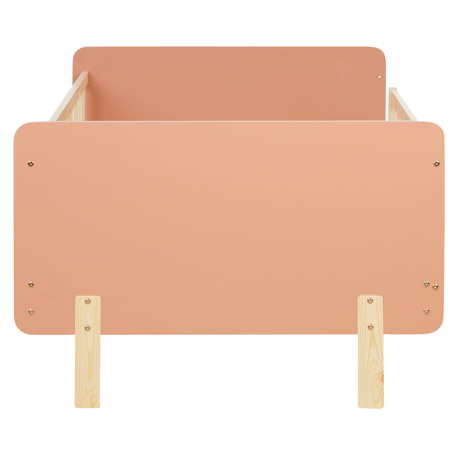 Children's Bed 90x200 cm Red Natural | Retro Bed with Fall Protection | Single Bed | with Slatted Frame | Wood