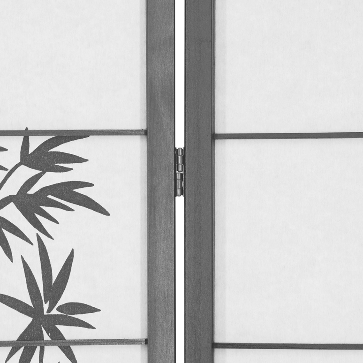 Paravent Black Bamboo Pattern Print | 5-panel | Wood | Room Divider Partition Privacy Screen