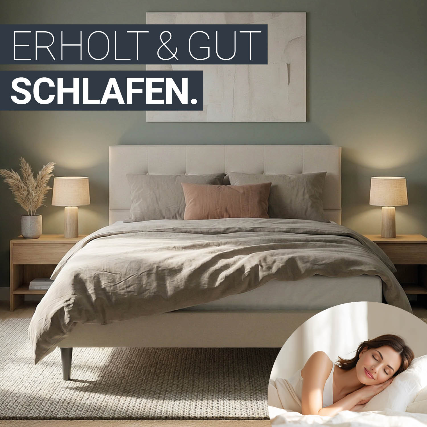 Upholstered bed 140x200 cm beige | with slatted frame | double fabric bed frame