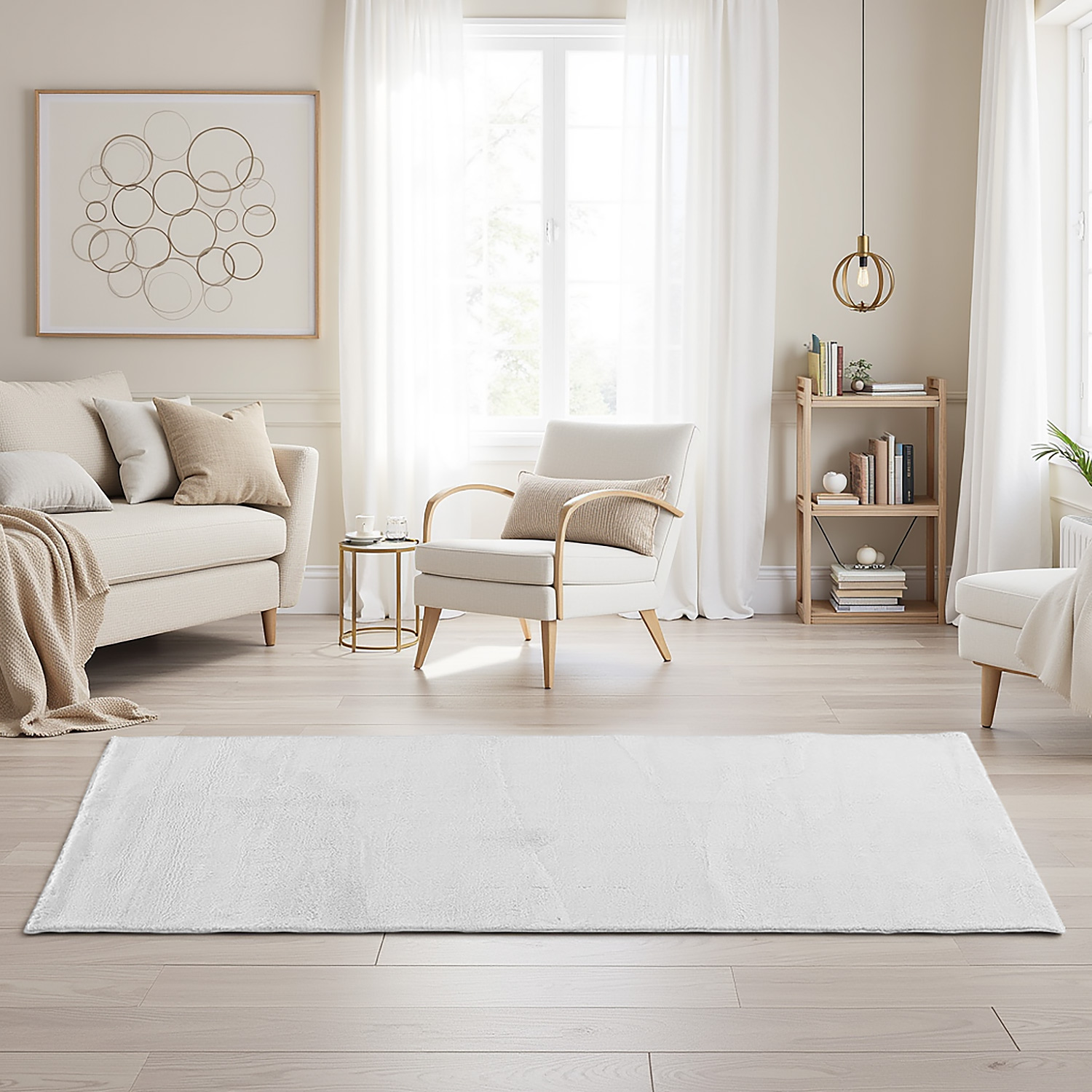 Soft Grey Rug 160x230 cm – Modern Short Pile Living Room Rug – Non Slip Bedroom Carpet – Washable Fluffy Area Rug