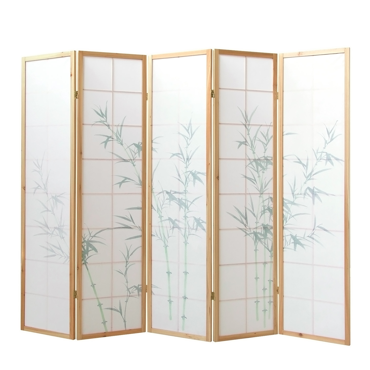 5-panel "Nature" folding screen with bamboo motif – Japanese room divider & privacy screen