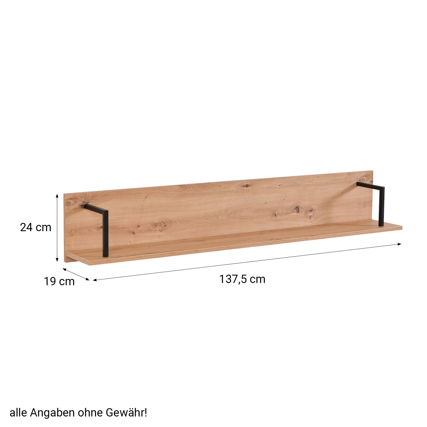 Shelf Wall Shelf Hanging Shelf Wood Metal Black Natural Industrial Style Kitchen Shelf