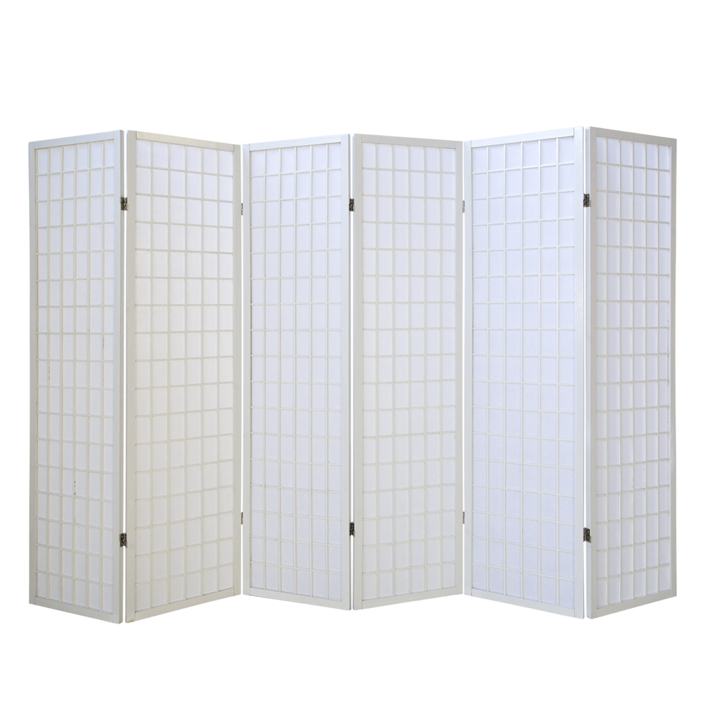 Paravent White Shoji Rice Paper White | 6-panel | Wood | Room Divider Partition Privacy Screen