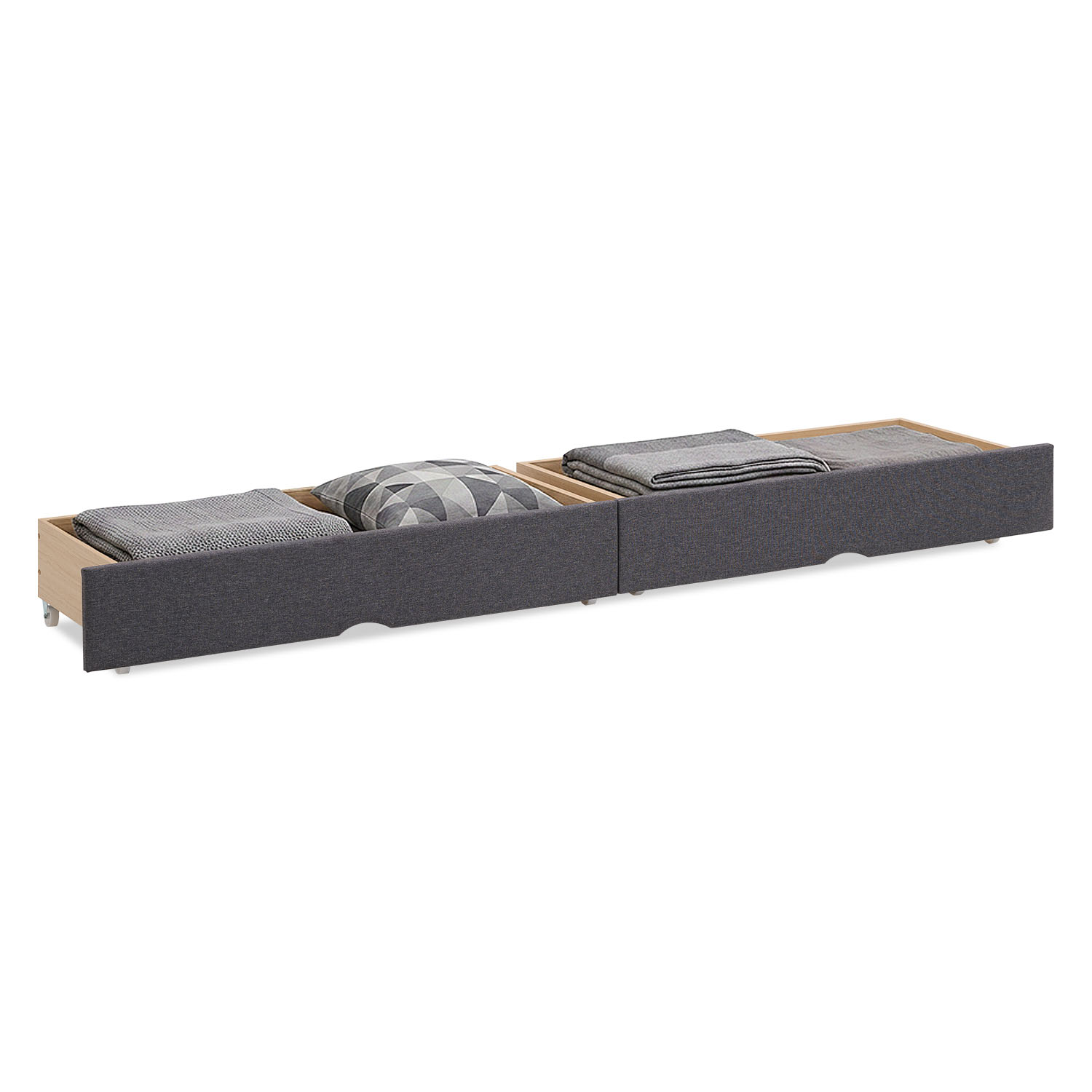 Set of 2 Grey Bed Drawers – Rollable bed drawers with plenty of storage space | Quiet, sturdy, and space-saving