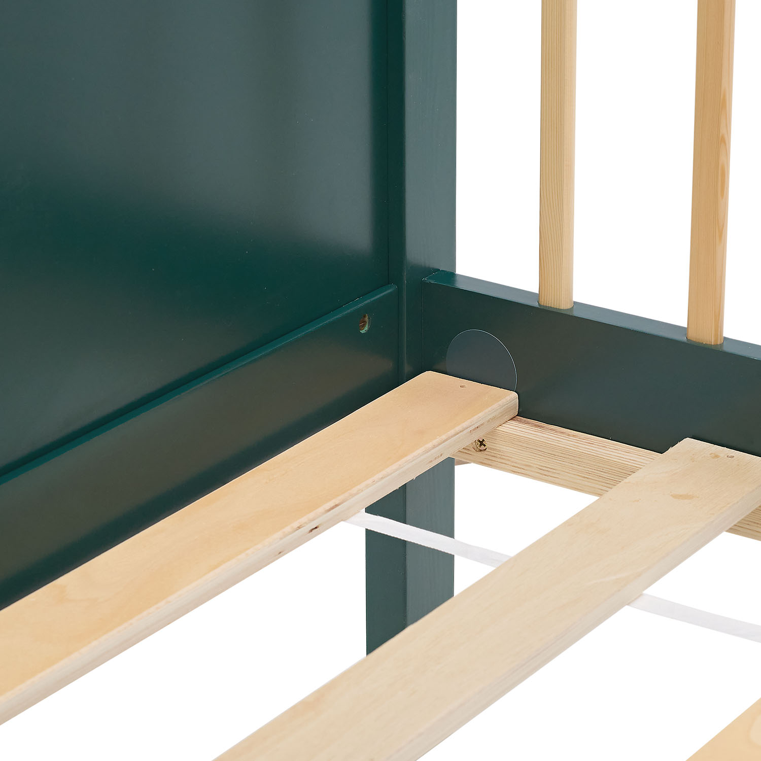 Children's Bed 90x200 cm Green | Wooden bed with 2 drawers | Single Bed | with Slatted Frame | Fall Protection