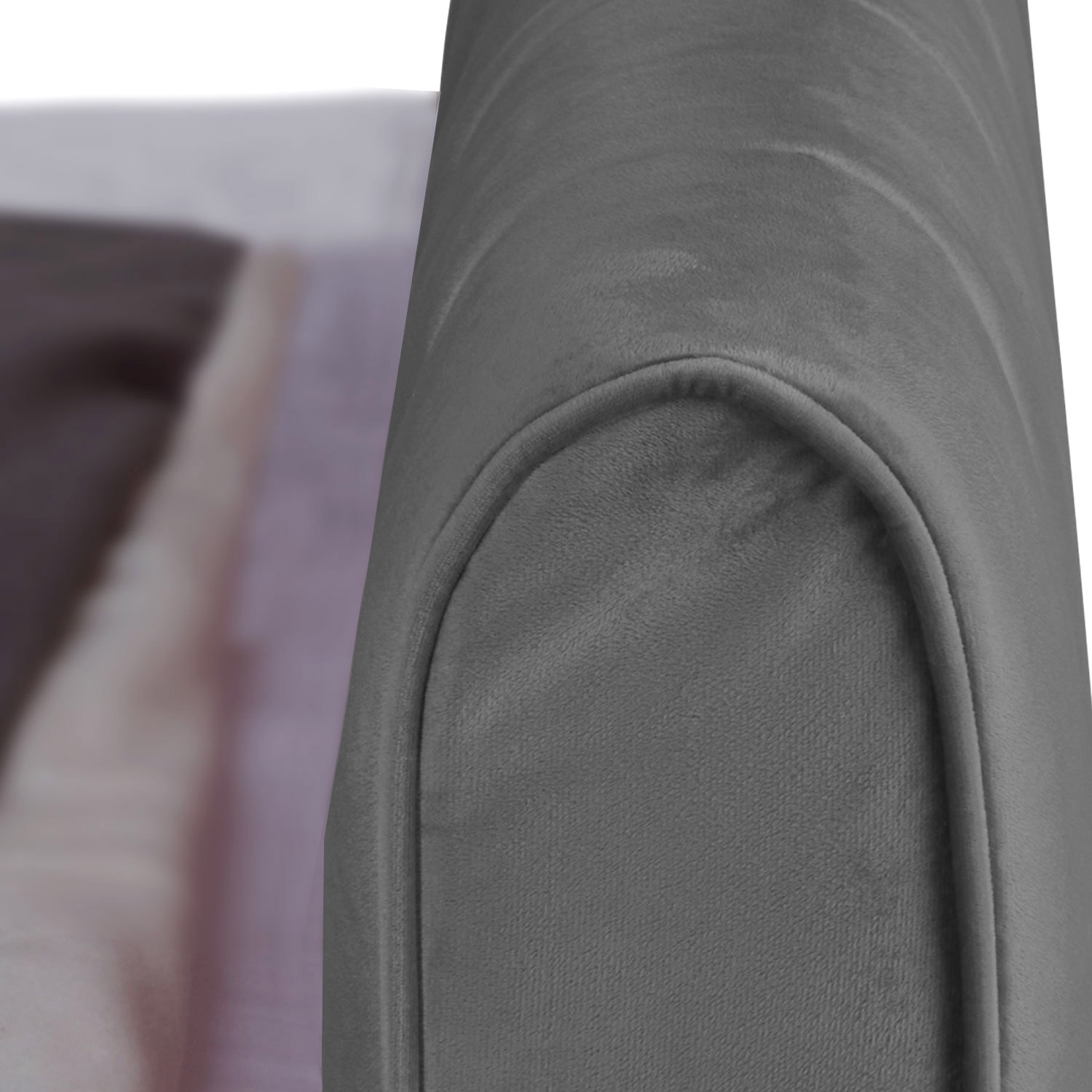 Upholstered bed 140x200 cm grey velvet | with slatted frame | double fabric bed frame