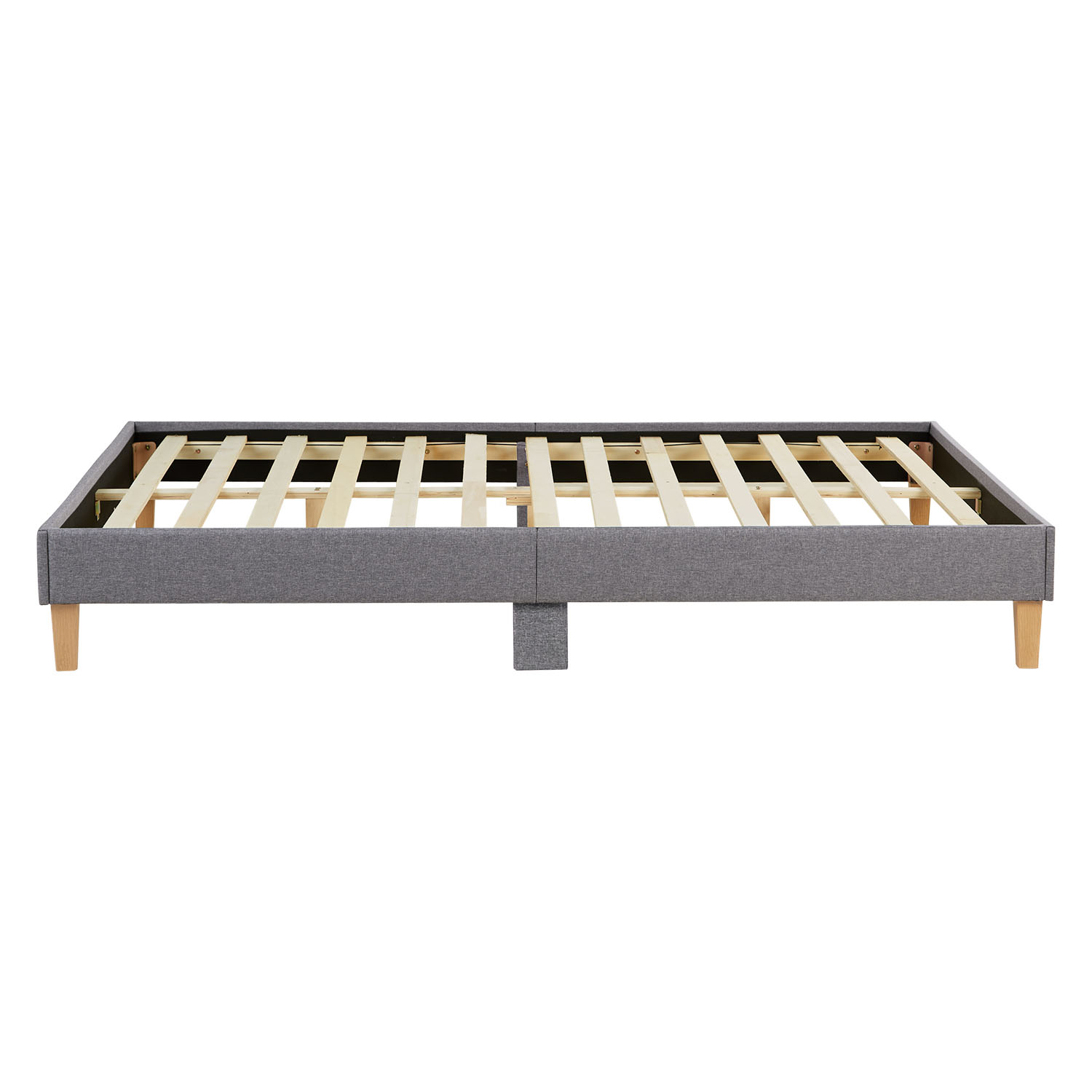 Upholstered bed 160x200 cm grey | futon bed | with slatted frame | double fabric bed frame