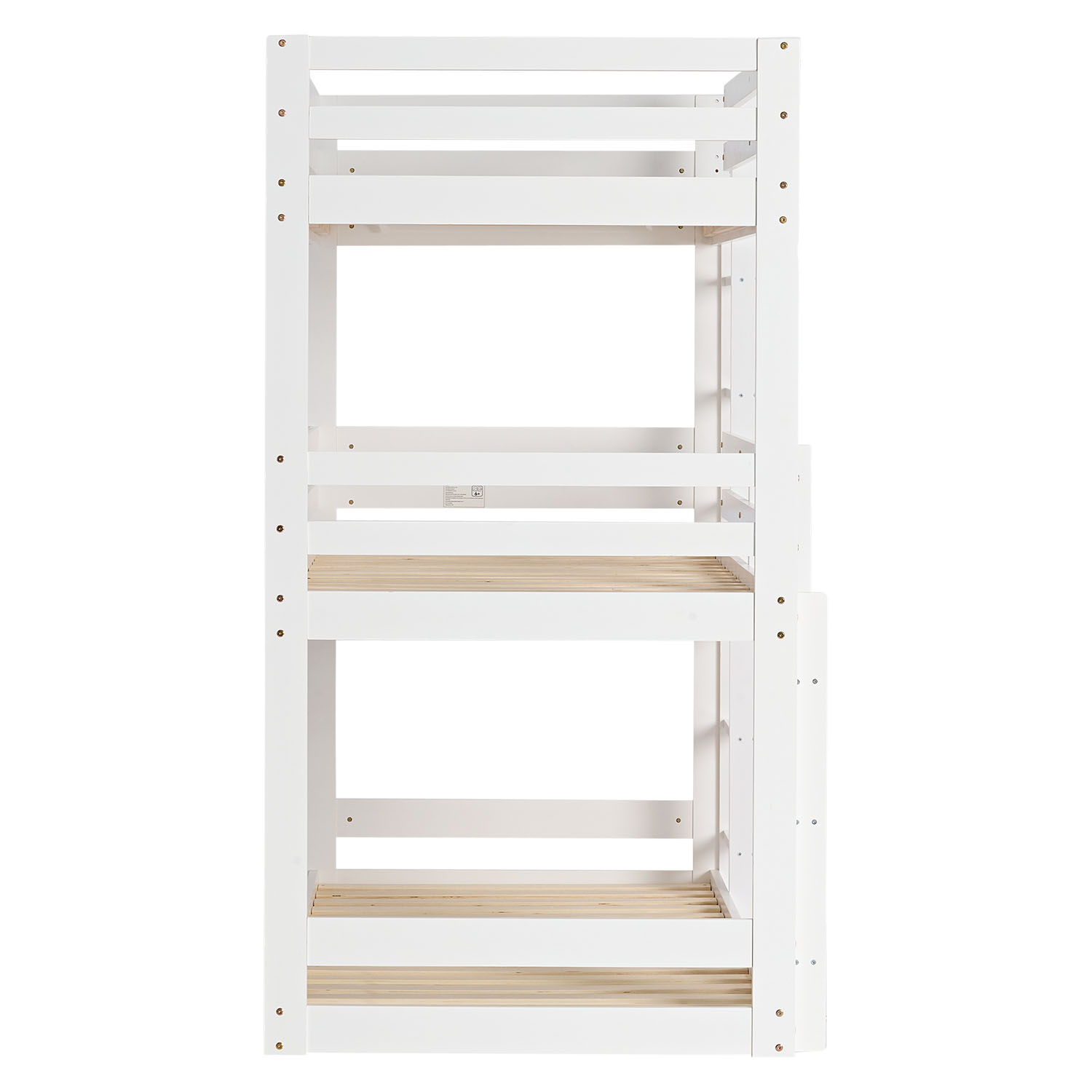 Bunk Bed 3 Levels 90x200 cm White | Ladders White | with Slatted Frame