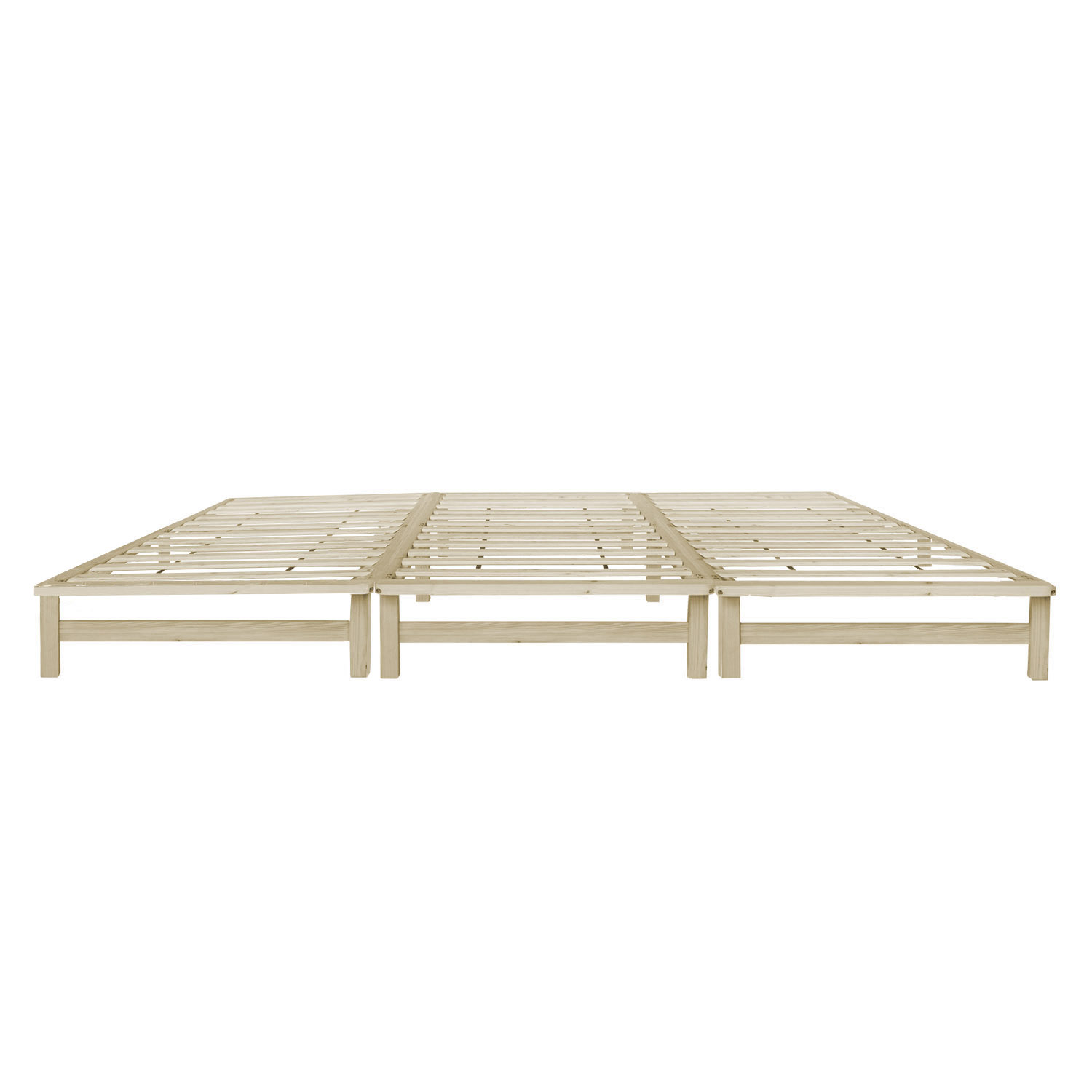 Family Bed 270x200 cm Natural | Maxi Pallet Bed XXL | with Slatted Frame | Wood | Also Separable