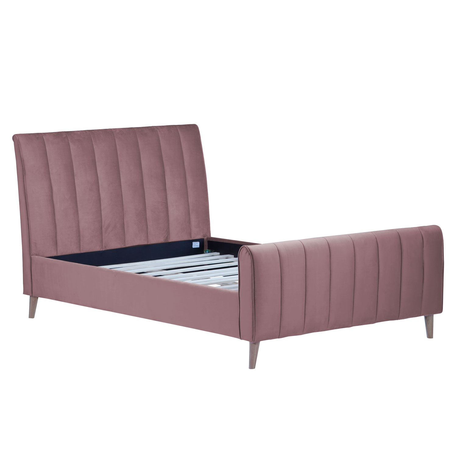 Upholstered Bed Fabric Double Bed 140x200 cm with Slatted Frame Old Pink