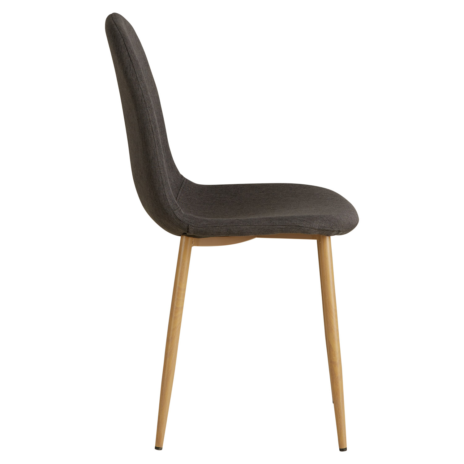 Set of 2 Upholstered Linen Chairs in Anthracite – Elegant dining chairs with rounded backs and wood-effect legs