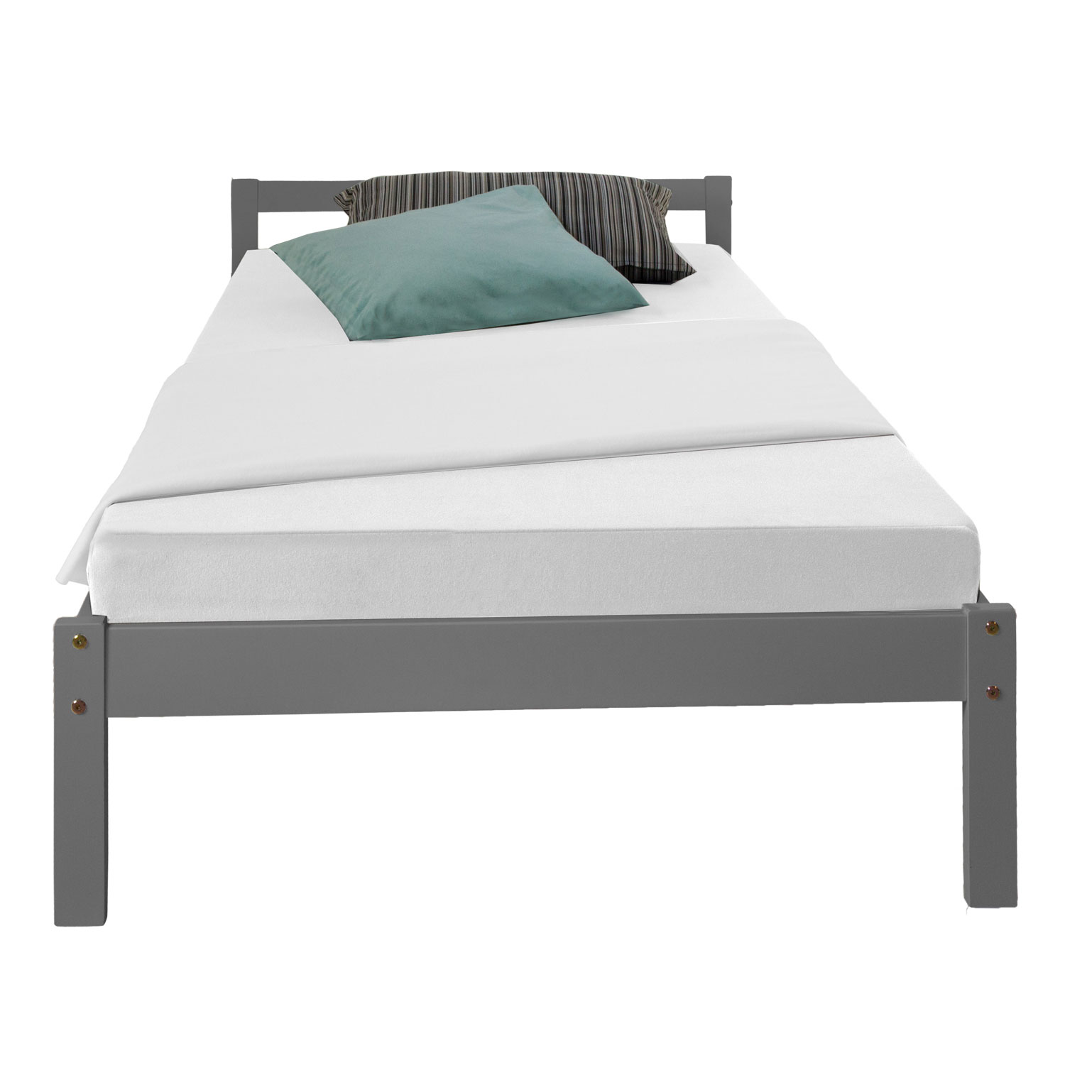 Pallet Bed 90x200 cm Gray | Single Bed | with Slatted Frame | Wood | Kids Youth Guest Bedroom