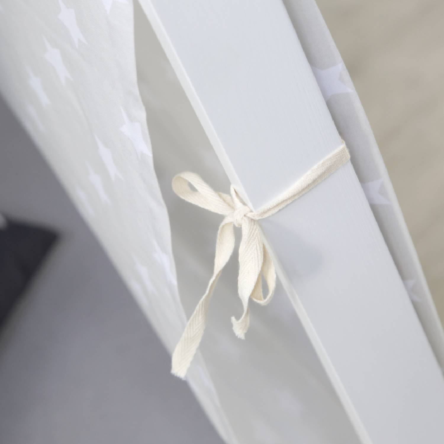 Children's Bed 90x200 cm White Gray Fabric | Tent Bed with Drawers | Single Bed | with Slatted Frame | Wood