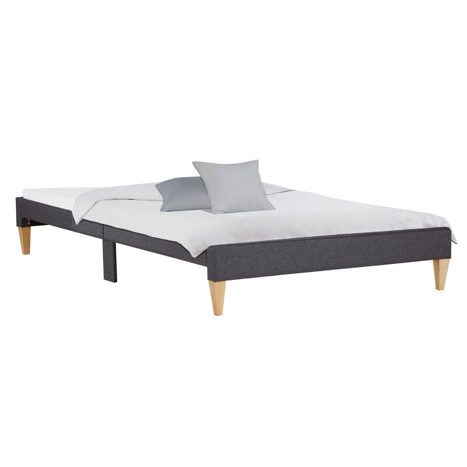 Upholstered Bed 90 140 x200 cm Slatts Grey Fabric Bed Single Bed Double Bed Futon Bed Frame Platform Bed Mattress 2 Drawers