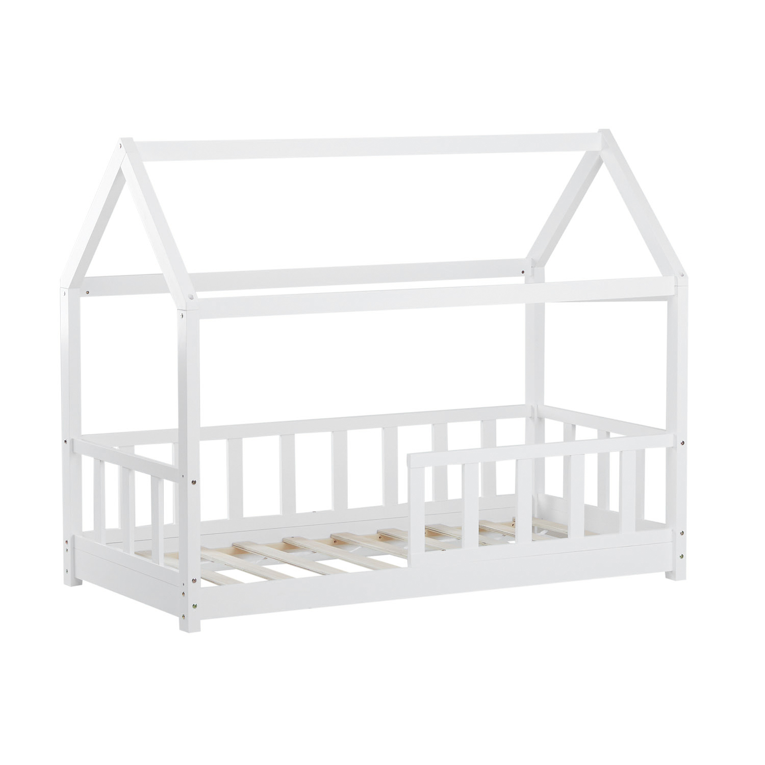 Children's Bed 80x160 cm with Mattress House Bed with Barriers Childrens Single Bed Montessori Bed Treehouse Bed
