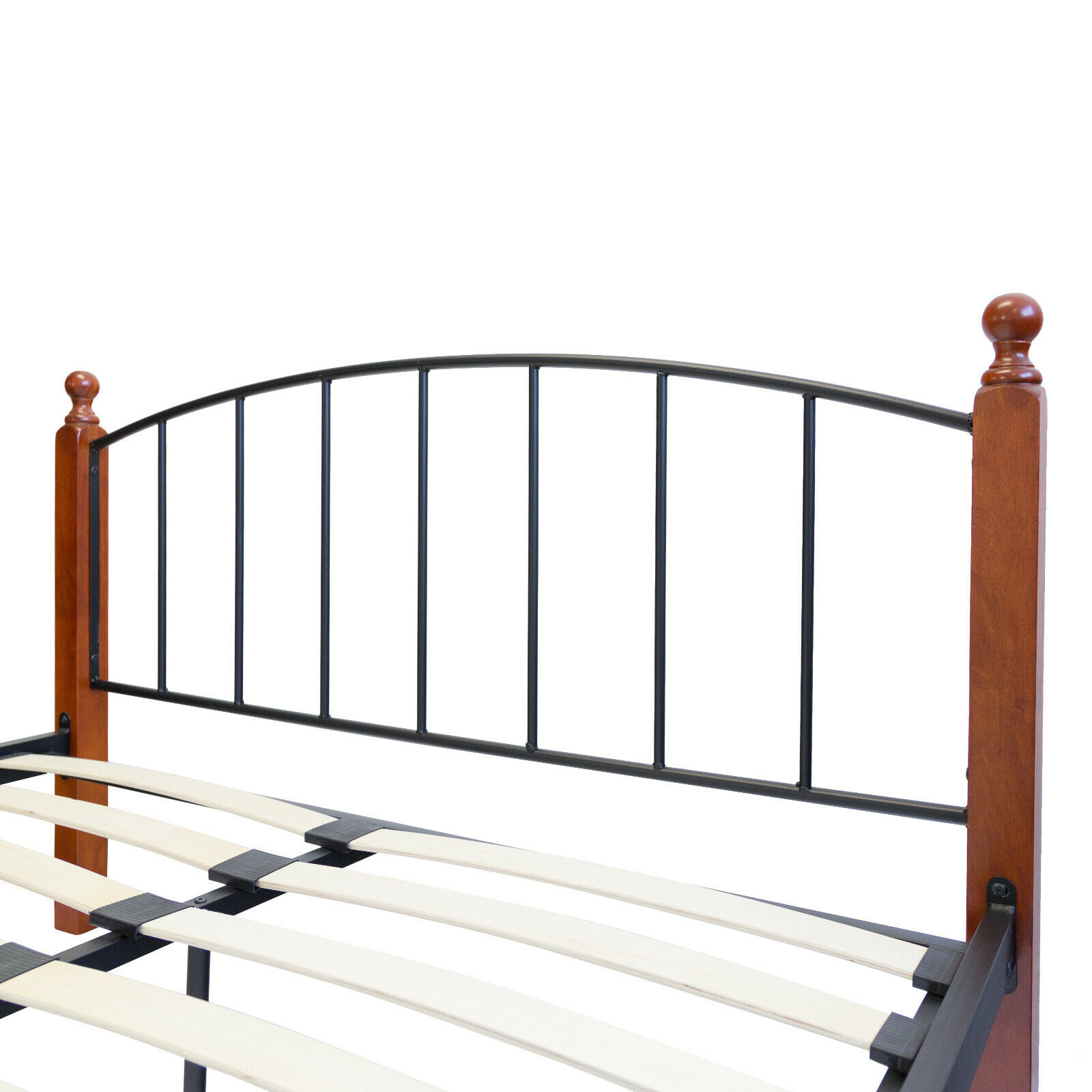 Metal Bed Iron Bed Double 180 x 200 Wood Slatted black brown bed frame 915