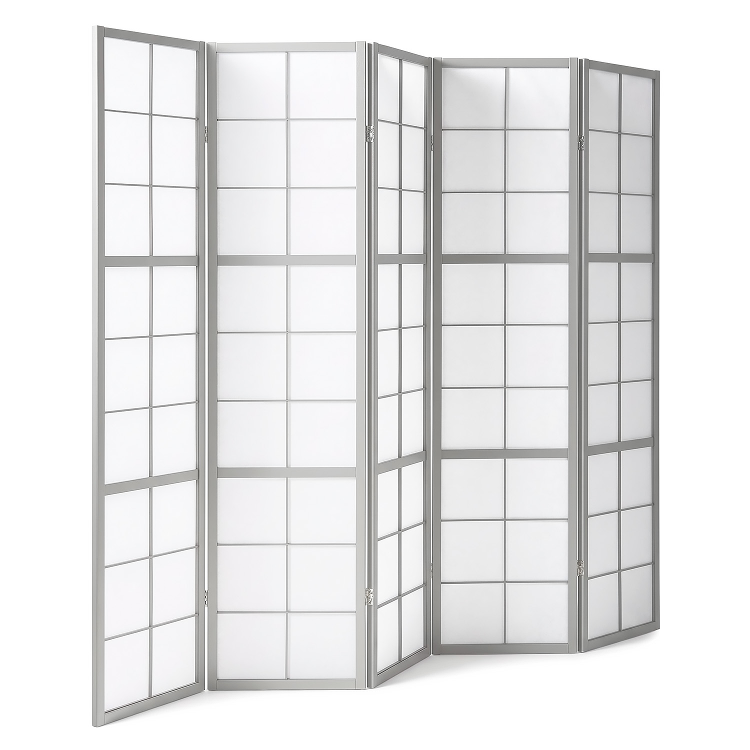 Paravent Grey Shoji | 5-panel | Wood | Room Divider | Partition Privacy Screen
