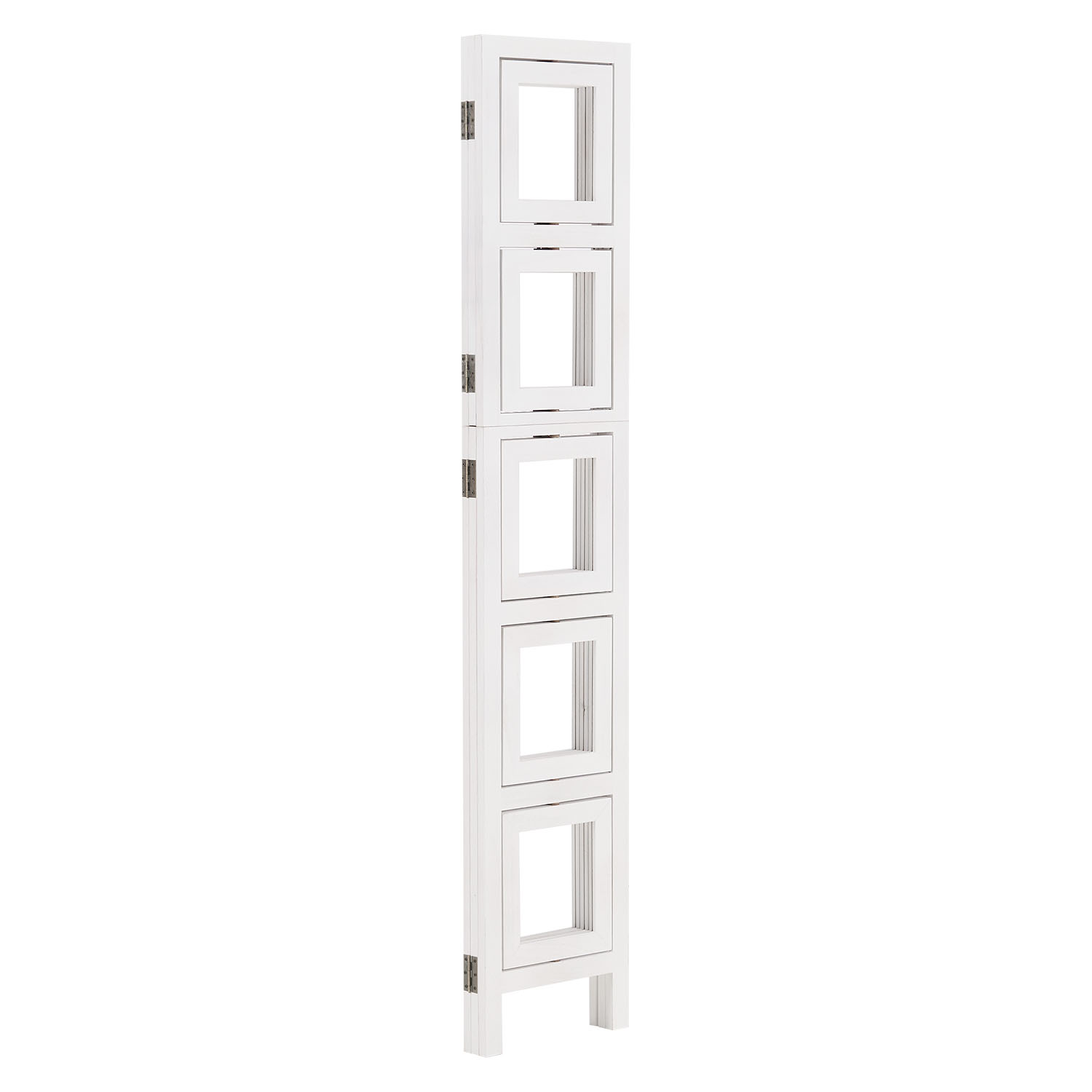 White 3-panel folding screen with photo prints – Modern room divider & decorative privacy screen