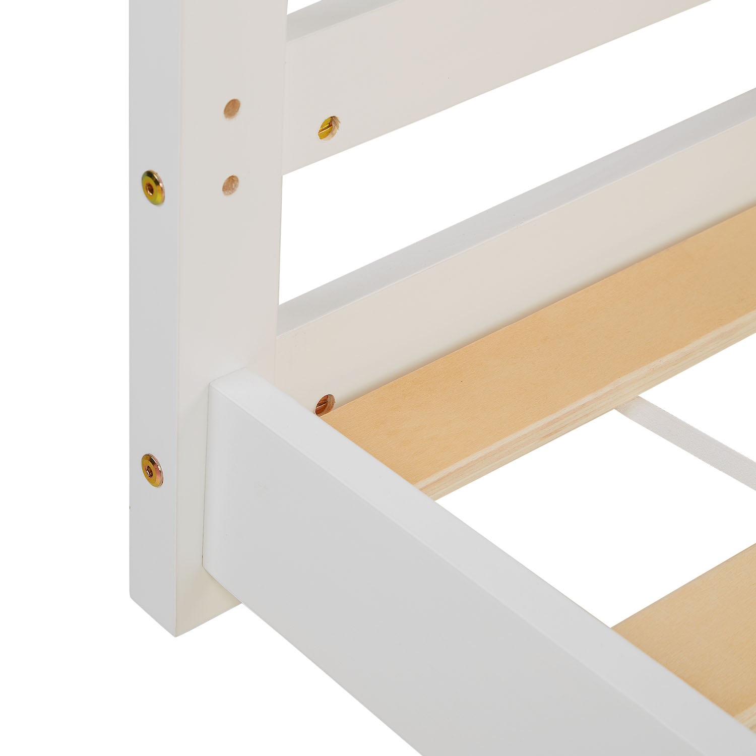 Children's Bed 90x200 cm White | House Bed with Fall Protection | Montessori | Single Bed | with Slatted Frame | Wood