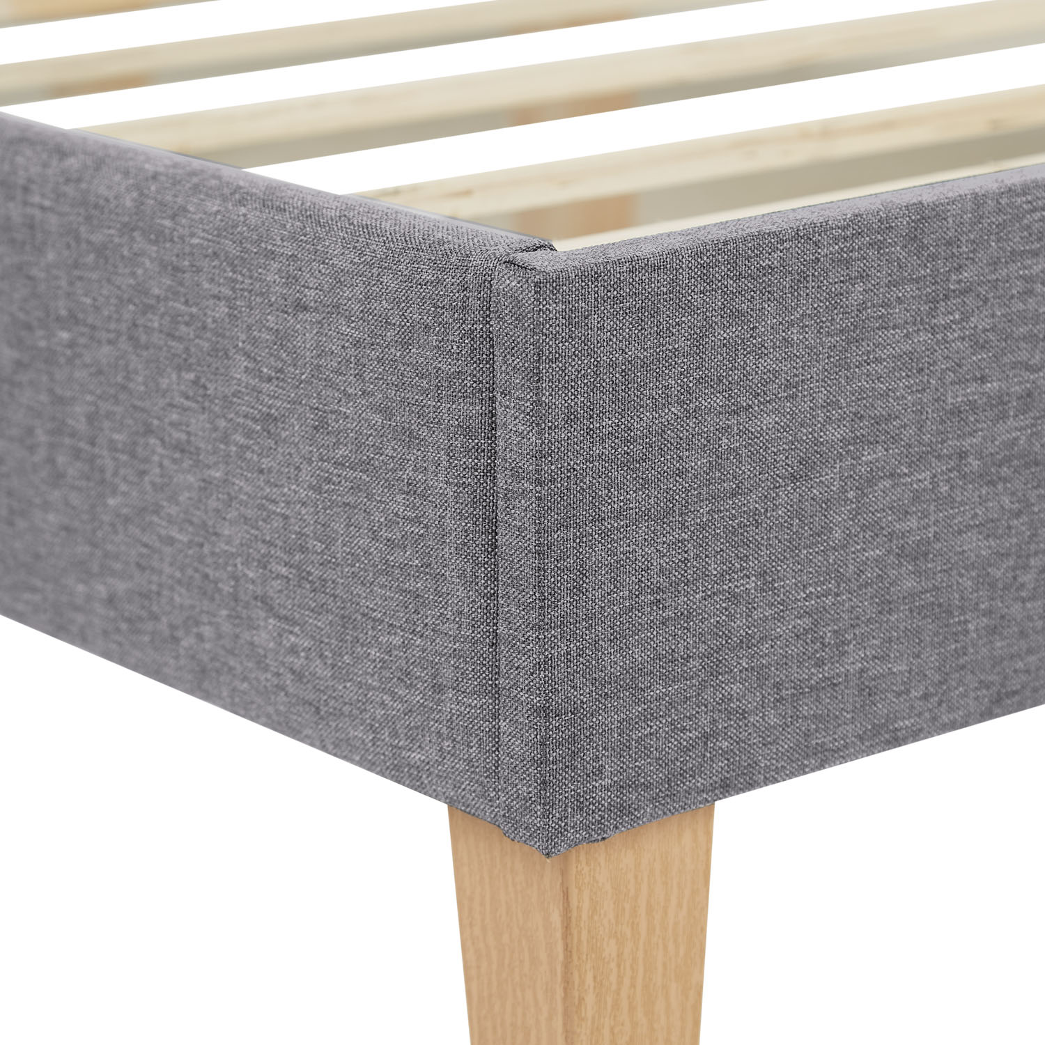 Upholstered Bed 120x200 cm Gray – Modern Futon Bed with Slatted Base & Fabric Cover